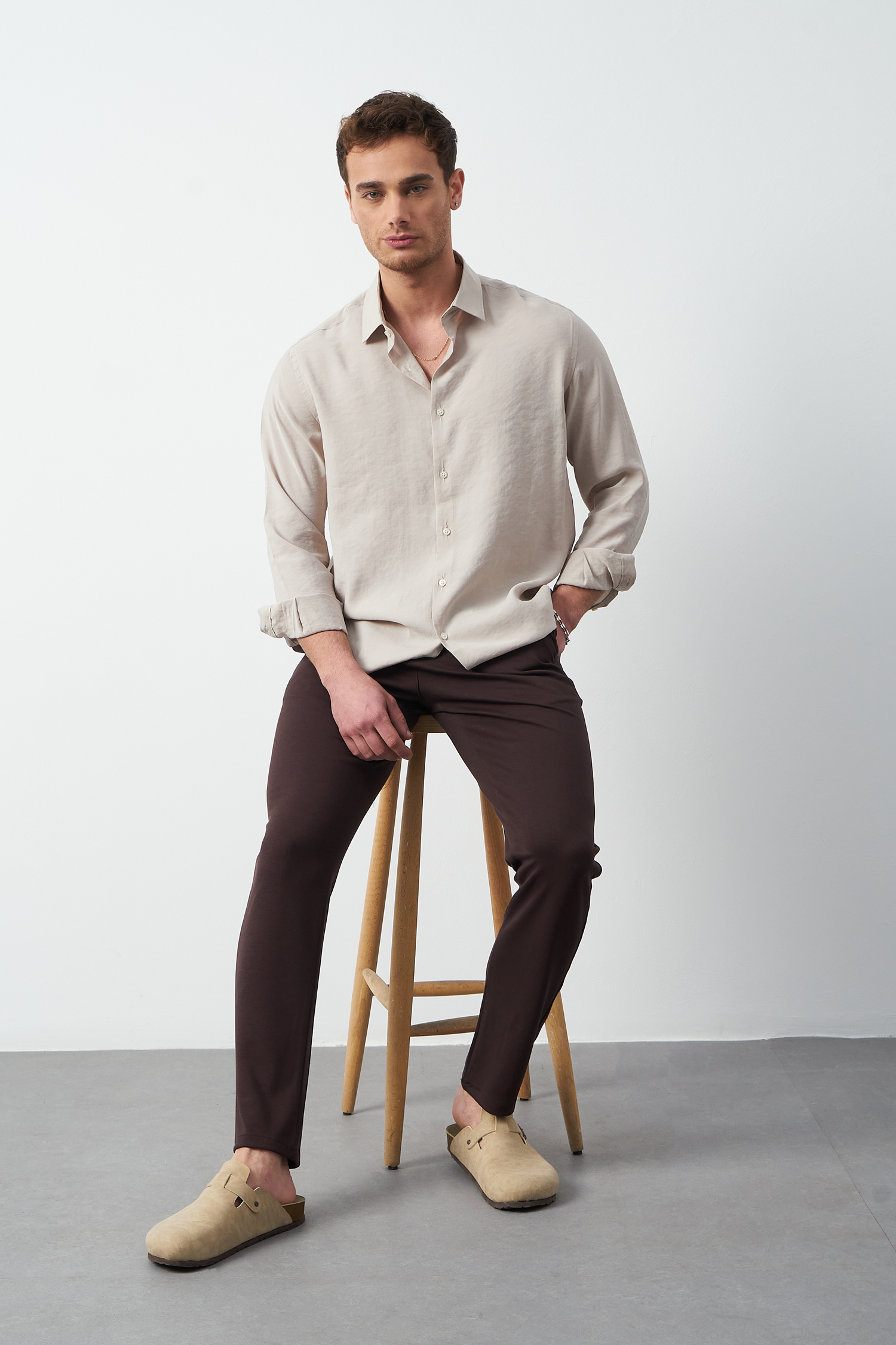 Modal Long Sleeve Relaxed Fit Men's Shirt