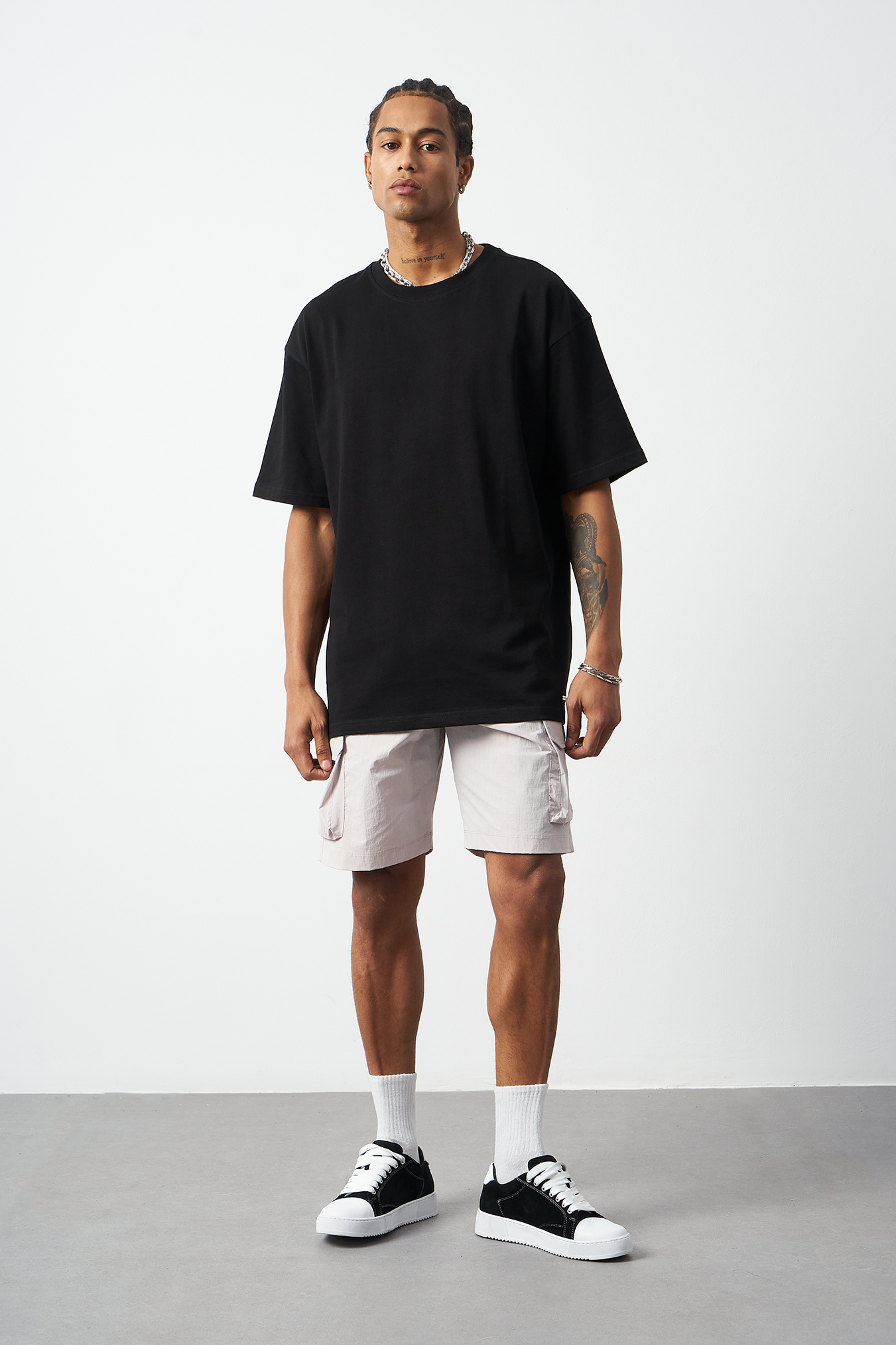 Oversized Stitch Detailed Premium Basic T-Shirt