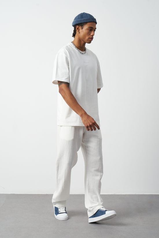 Front Printed Boxy Fit Crew Neck T-Shirt