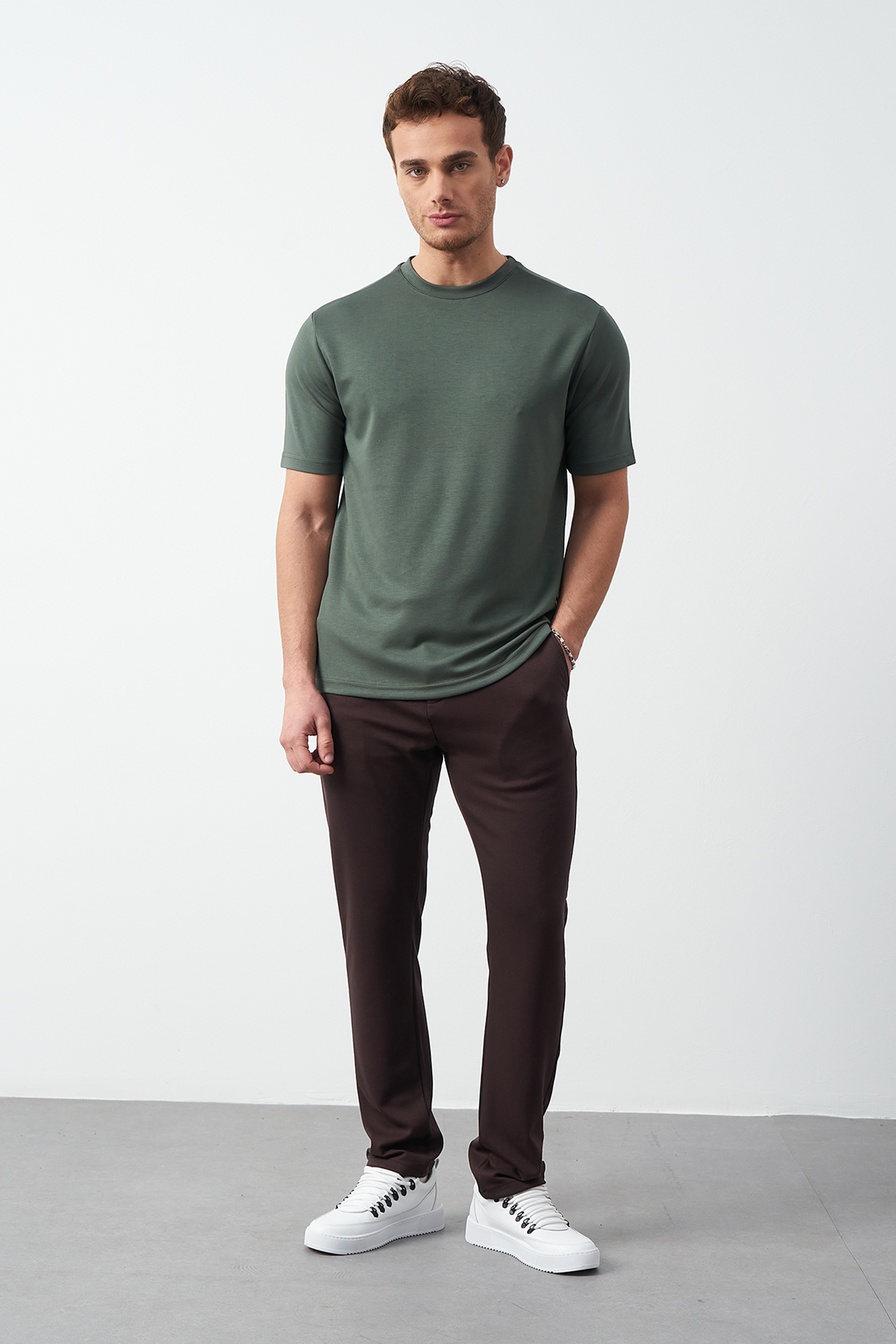 Modal Fabric Regular Fit Crew Neck T-Shirt