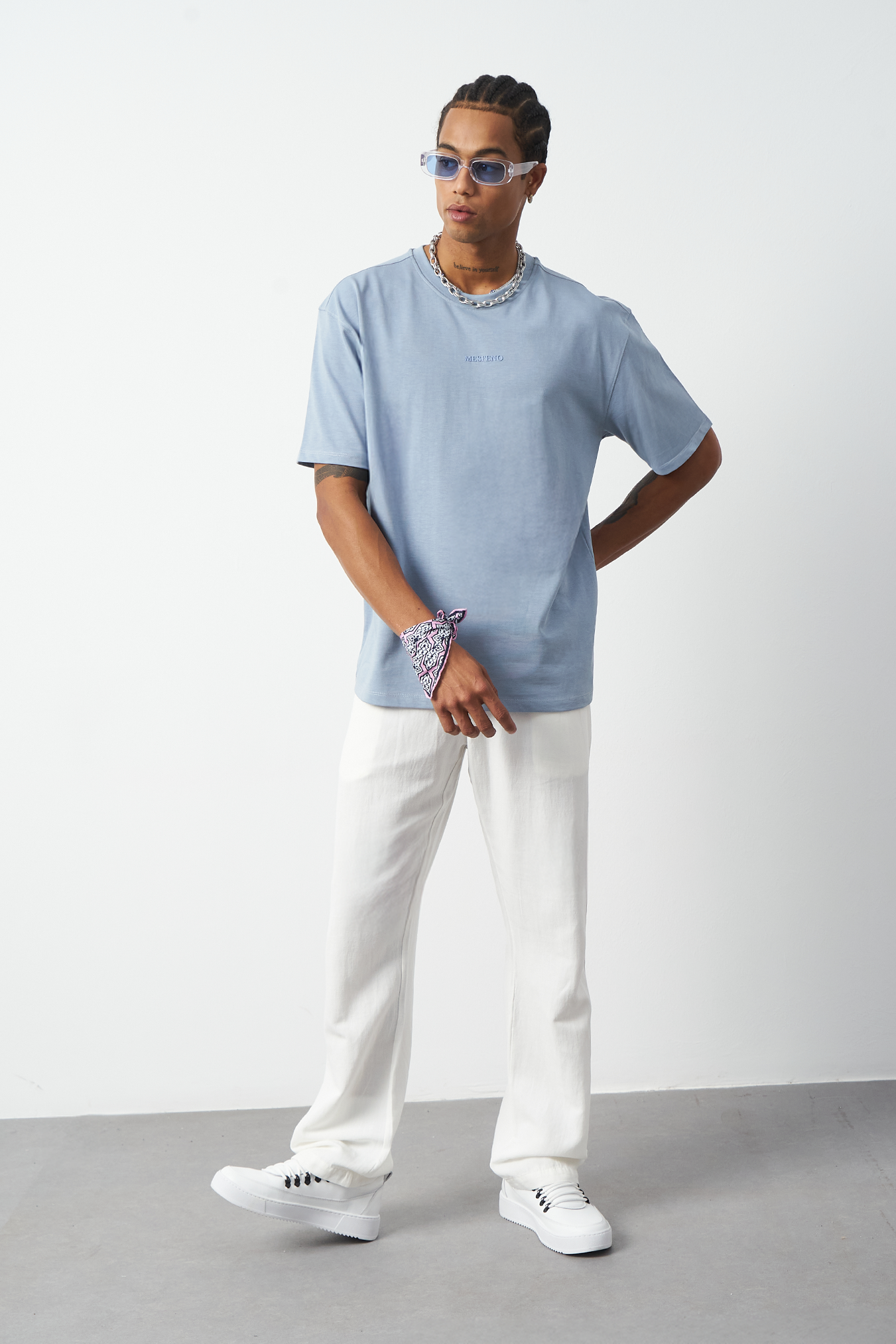 Front Printed Boxy Fit Crew Neck T-Shirt