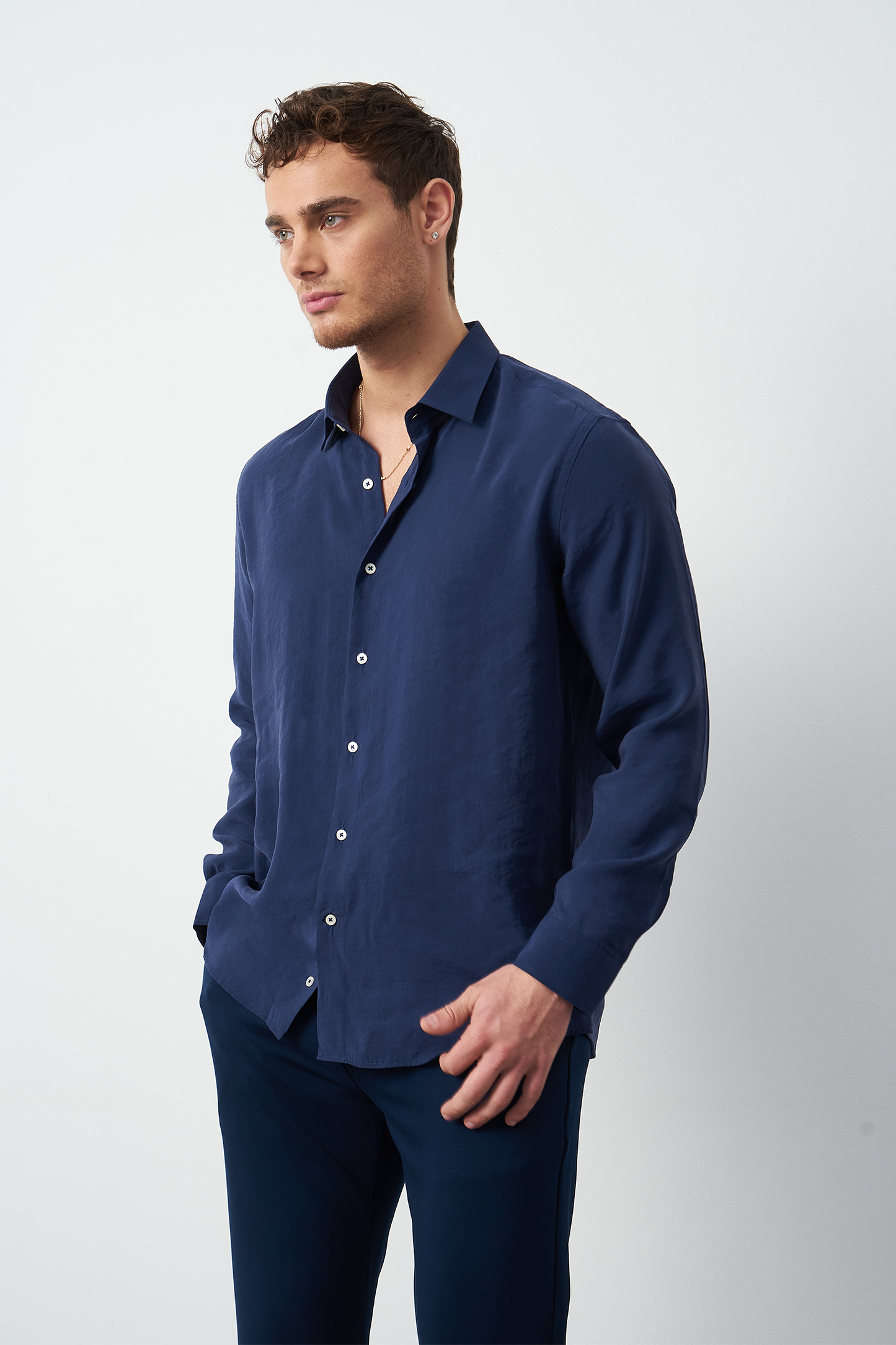 Modal Long Sleeve Relaxed Fit Men's Shirt