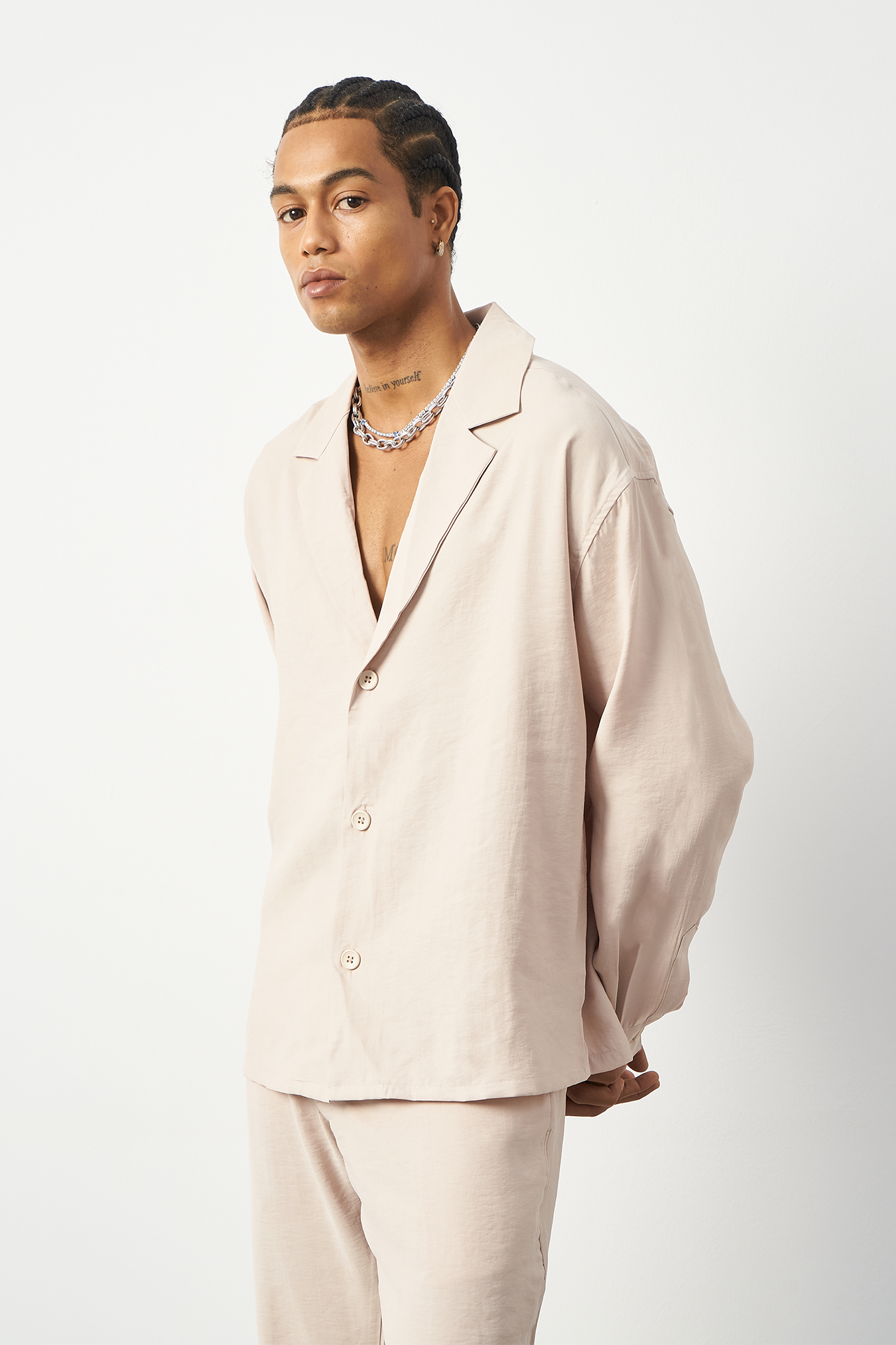 Suede Patterned Modal Thick Fabric Men's Shirt