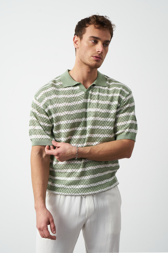 Striped Regular Fit Fine Knit Men's T-Shirt