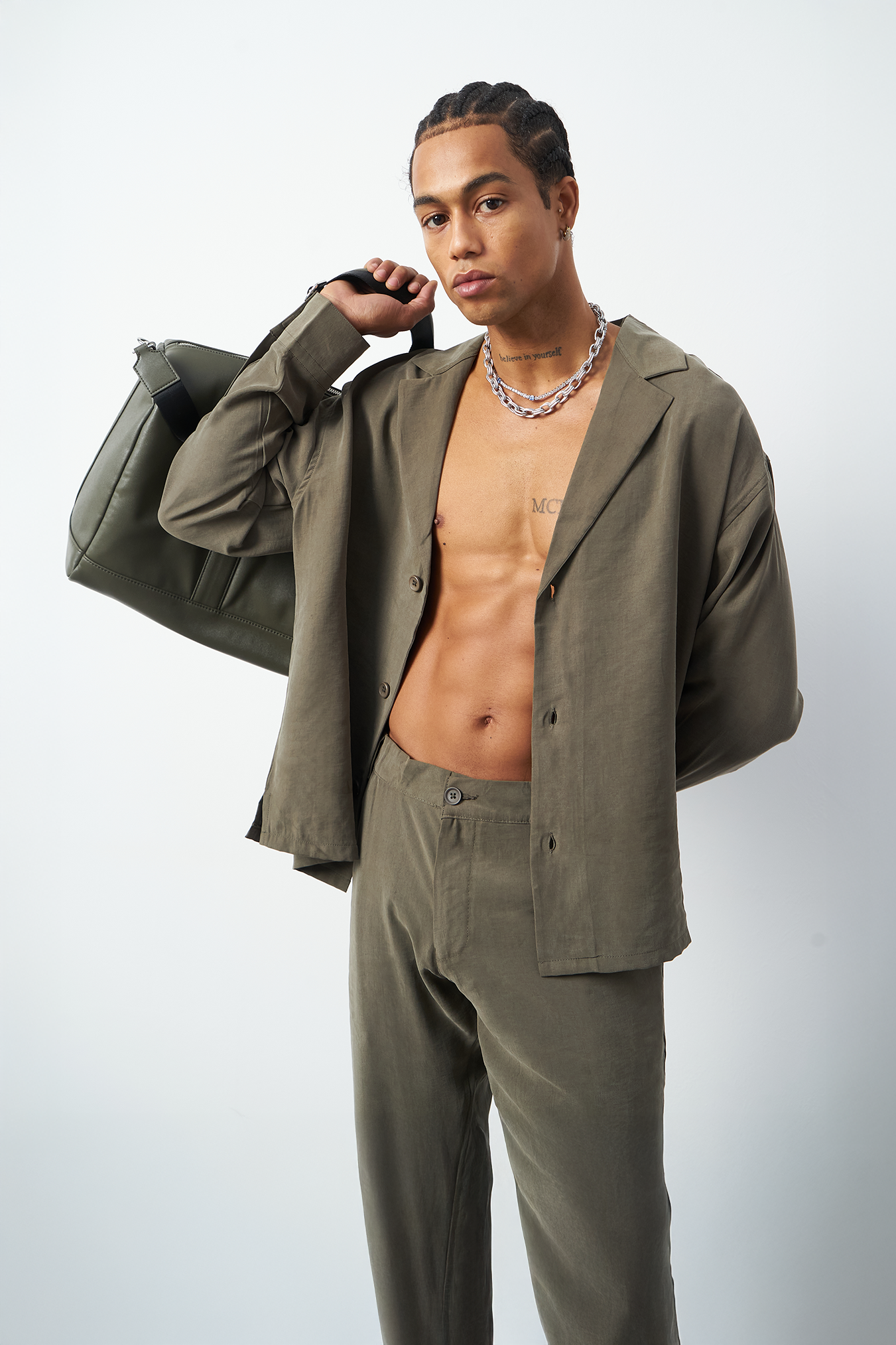 Suede Patterned Modal Thick Fabric Men's Shirt