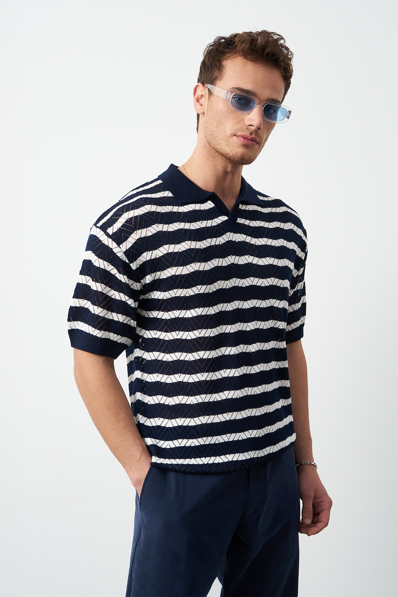 Striped Regular Fit Fine Knit Men's T-Shirt