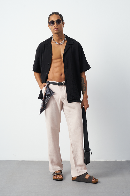 Oversized Thin Fabric Cuban Collar Men's Shirt