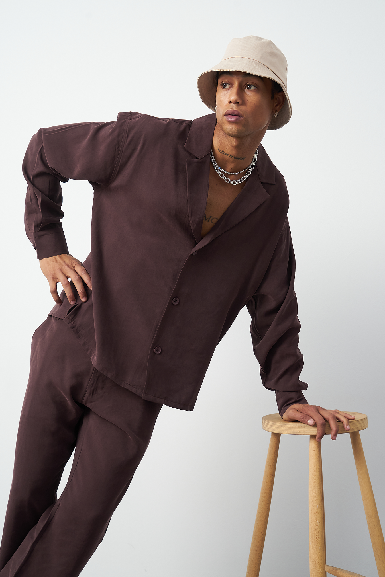 Suede Patterned Modal Thick Fabric Men's Shirt