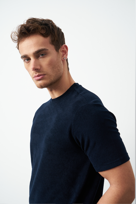 Terry Fabric Regular Fit Crew Neck T-Shirt