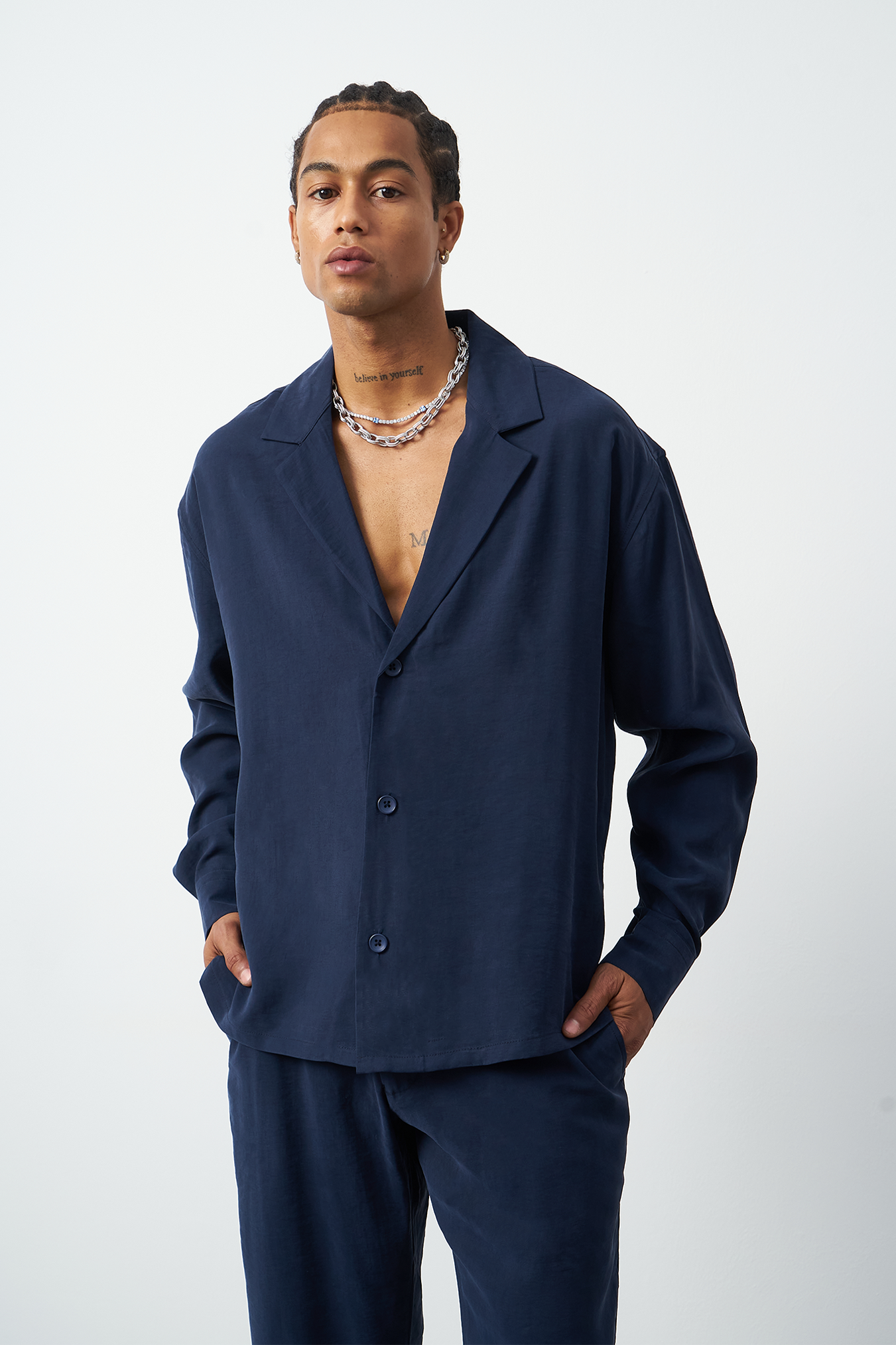 Suede Patterned Modal Thick Fabric Men's Shirt