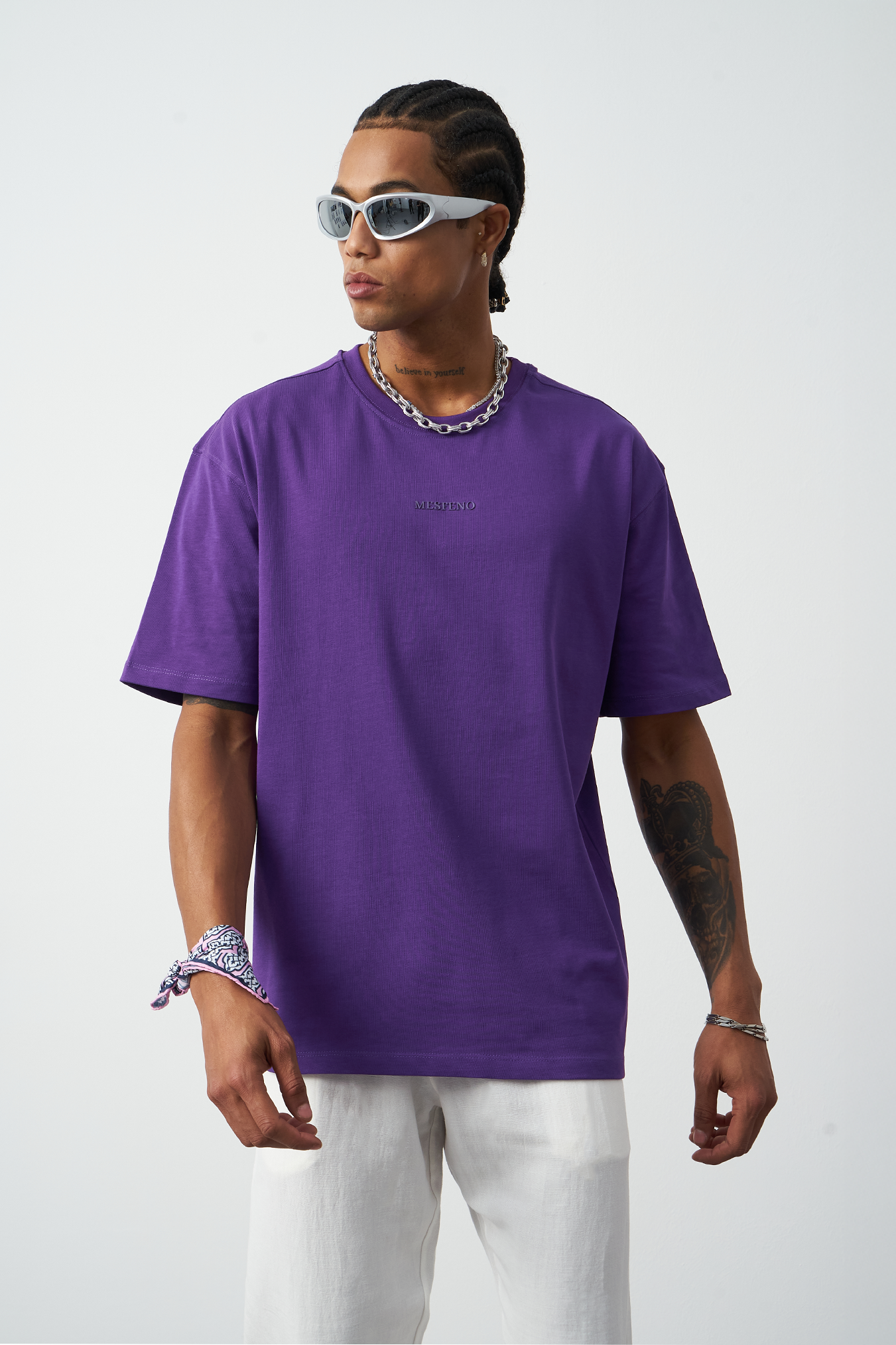 Front Printed Boxy Fit Crew Neck T-Shirt
