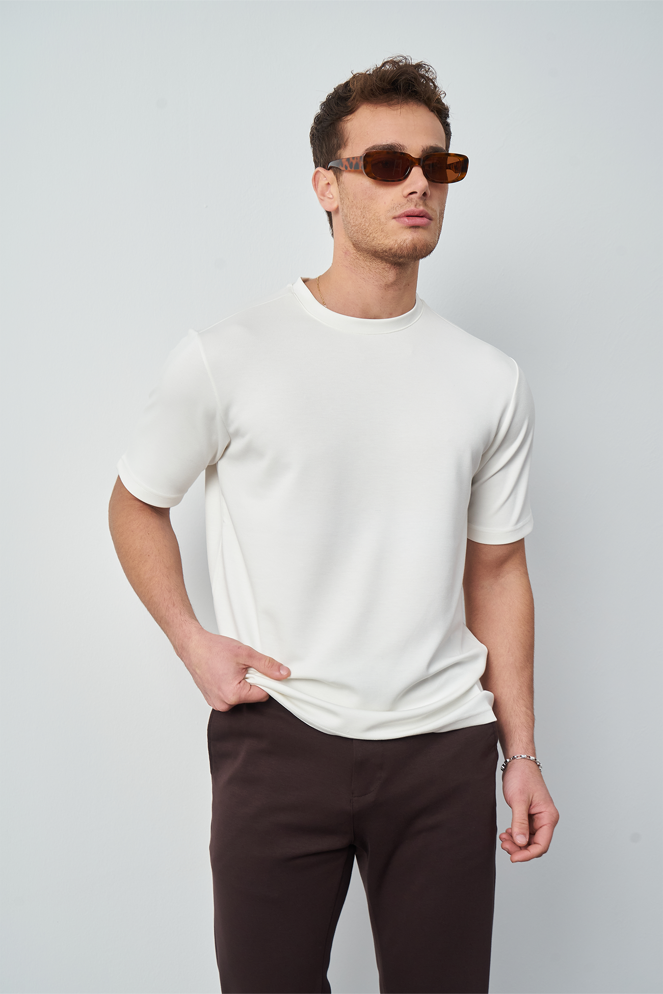 Modal Fabric Regular Fit Crew Neck T-Shirt