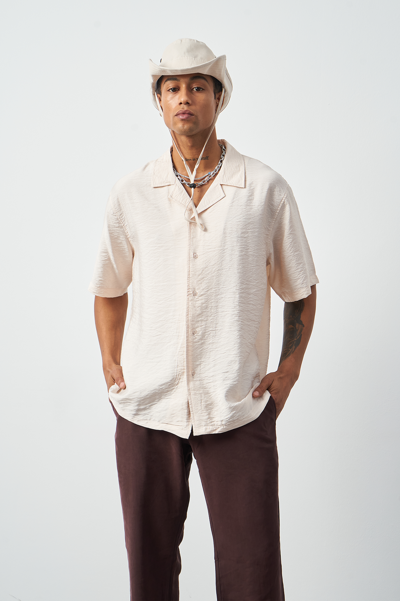 Oversized Thin Fabric Cuban Collar Men's Shirt