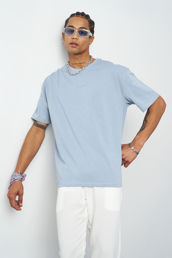 Front Printed Boxy Fit Crew Neck T-Shirt