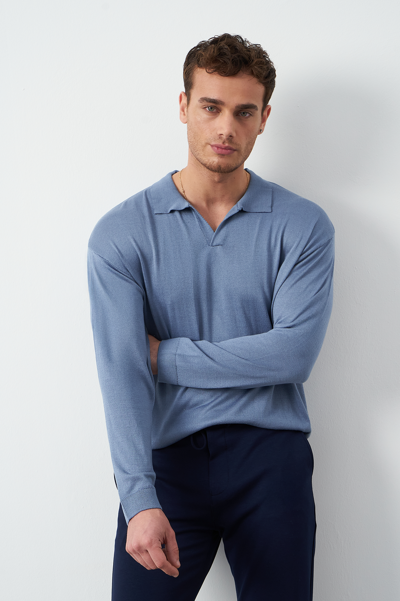 Long Sleeve Oversized Fine Knit Men’s Sweater