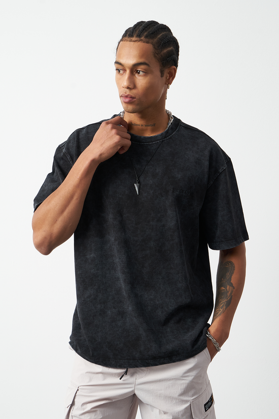 Distressed Washed Boxy Fit Premium T-Shirt