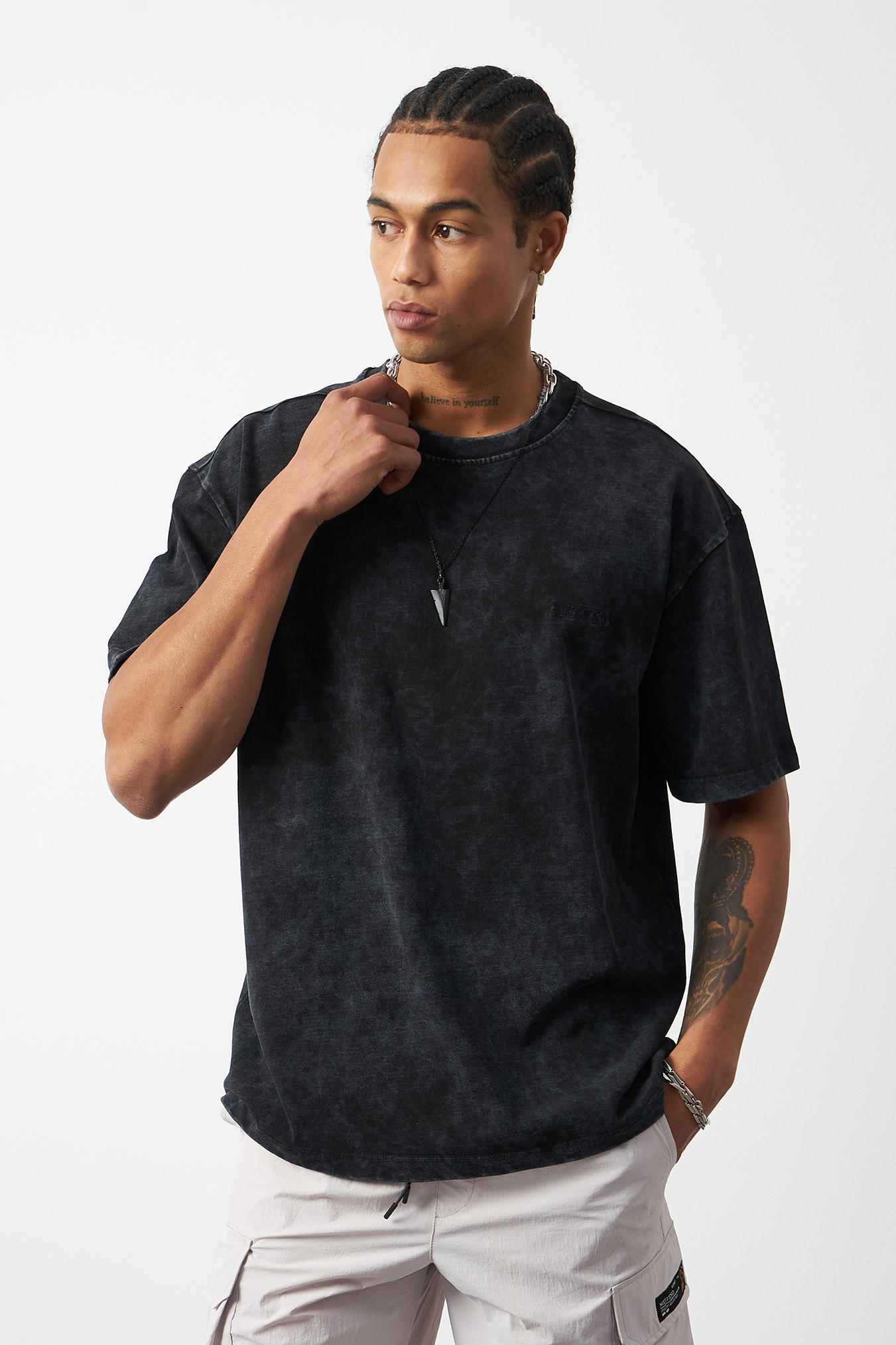 Distressed Washed Boxy Fit Premium T-Shirt