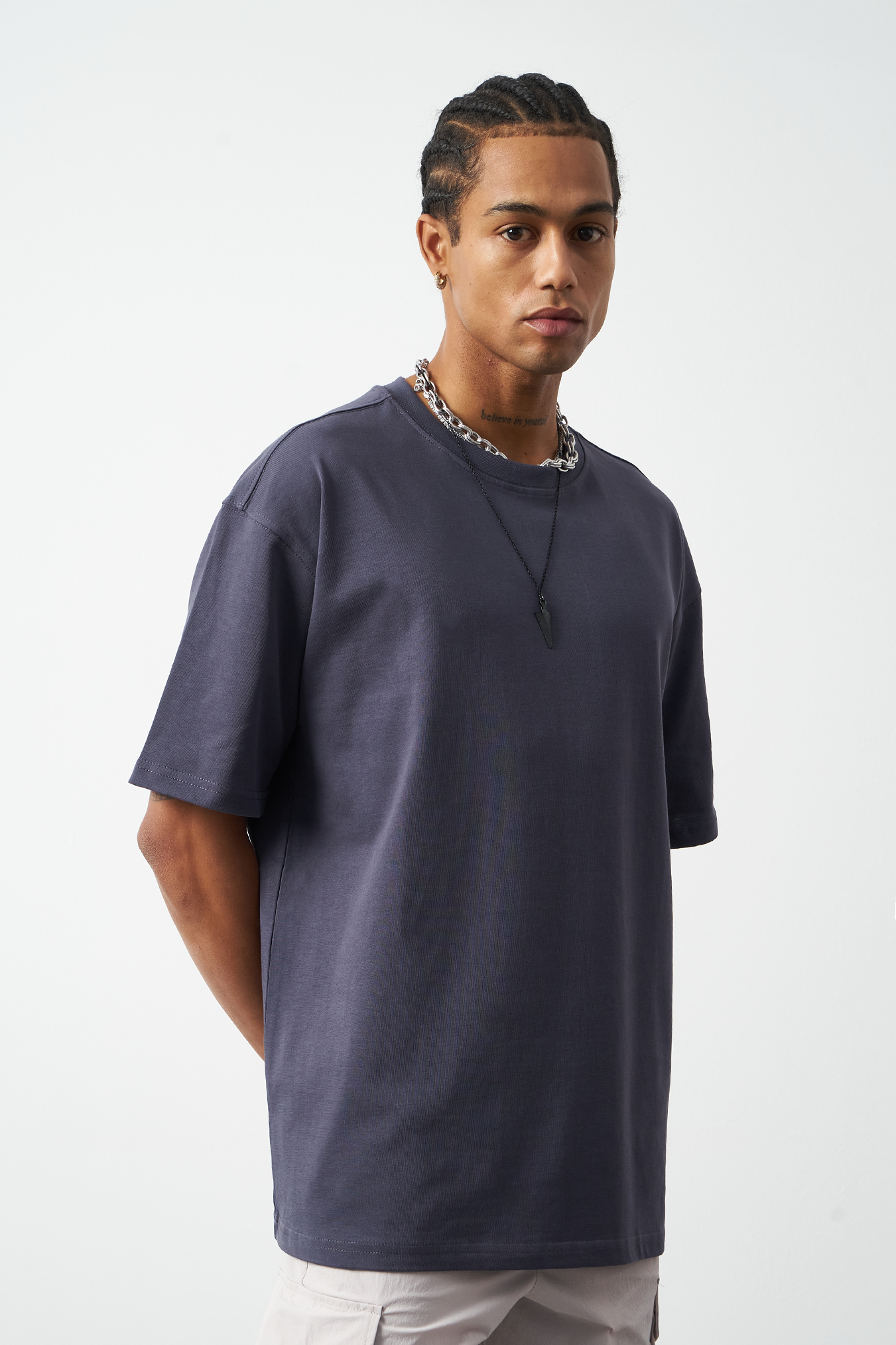 Oversized Stitch Detailed Premium Basic T-Shirt