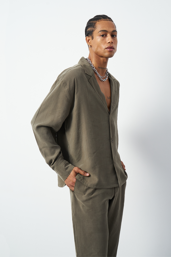 Suede Patterned Modal Thick Fabric Men's Shirt