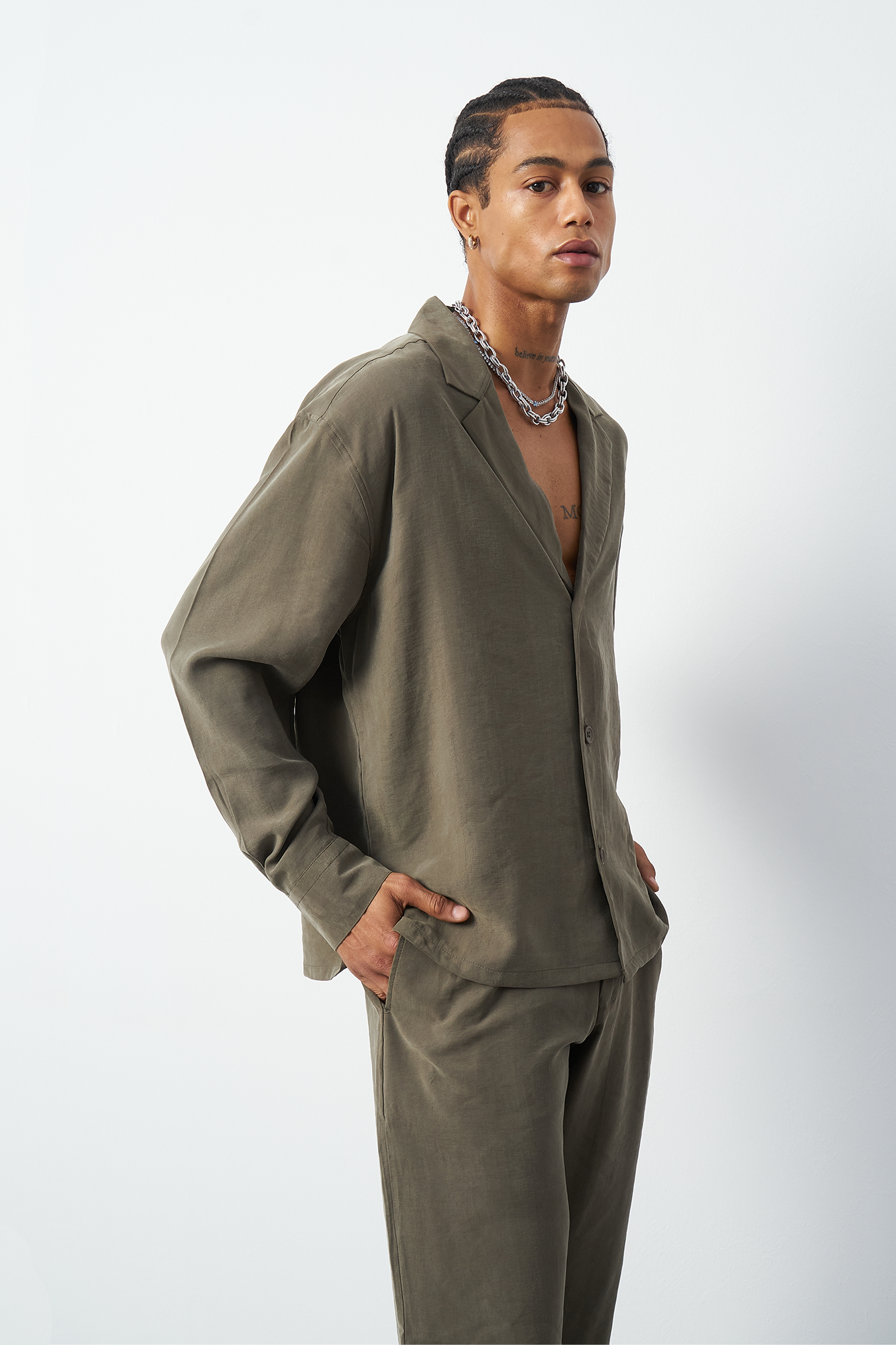 Suede Patterned Modal Thick Fabric Men's Shirt