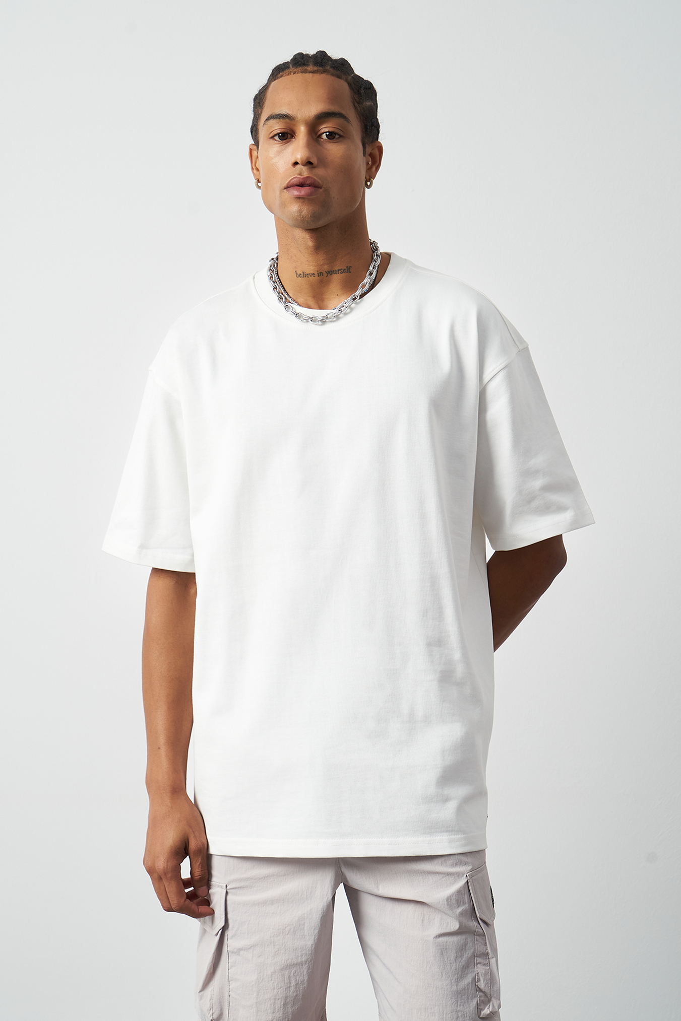 Oversized Stitch Detailed Premium Basic T-Shirt