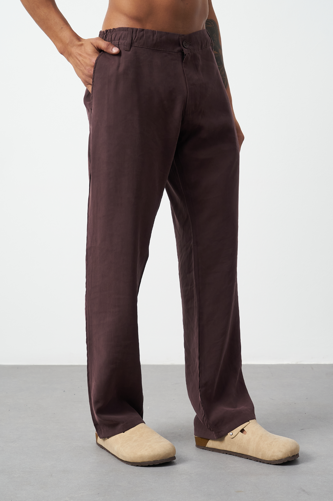Suede Patterned Modal Baggy Men's Pants