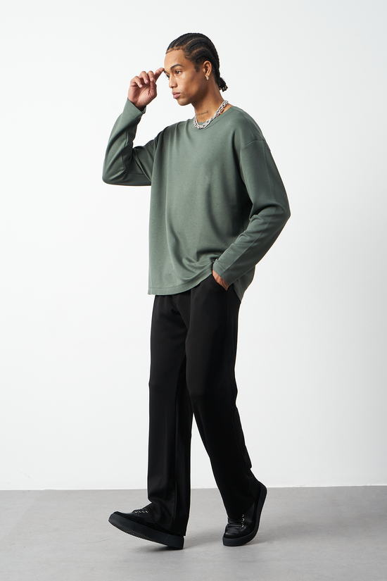Oversized Long Sleeve Stretch Modal Men's T-Shirt