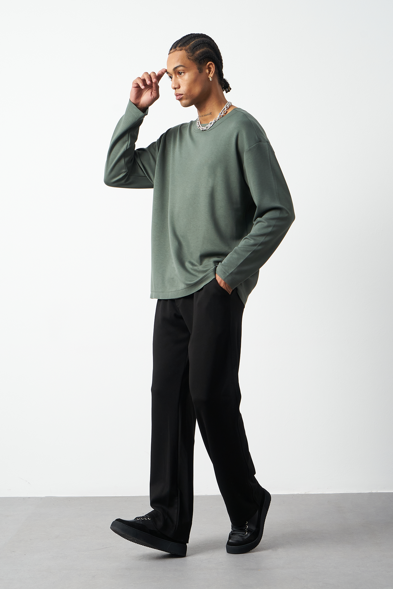 Oversized Long Sleeve Stretch Modal Men's T-Shirt