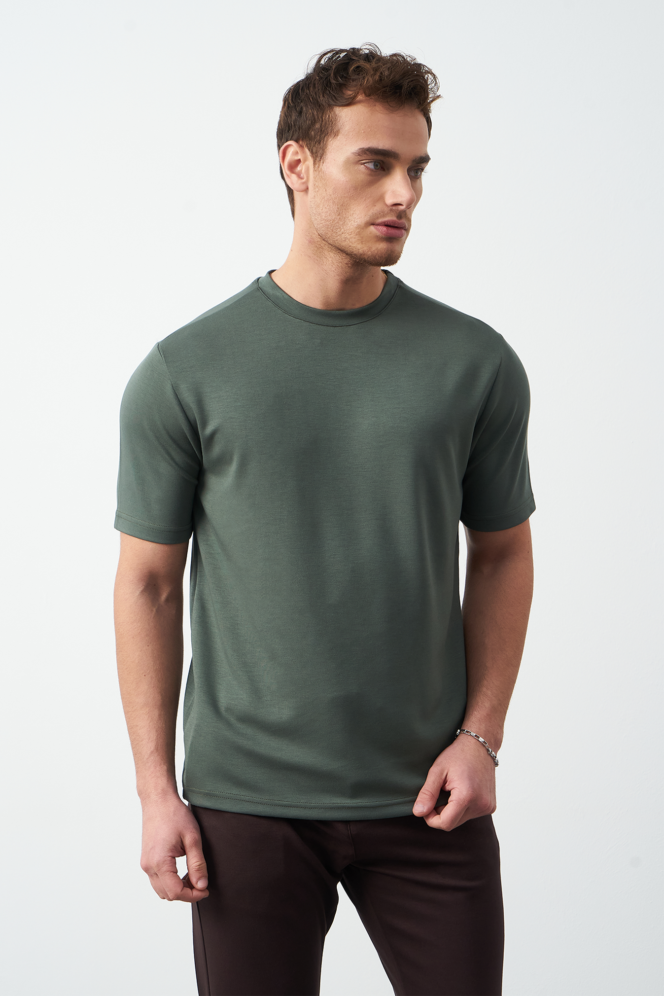Modal Fabric Regular Fit Crew Neck T-Shirt