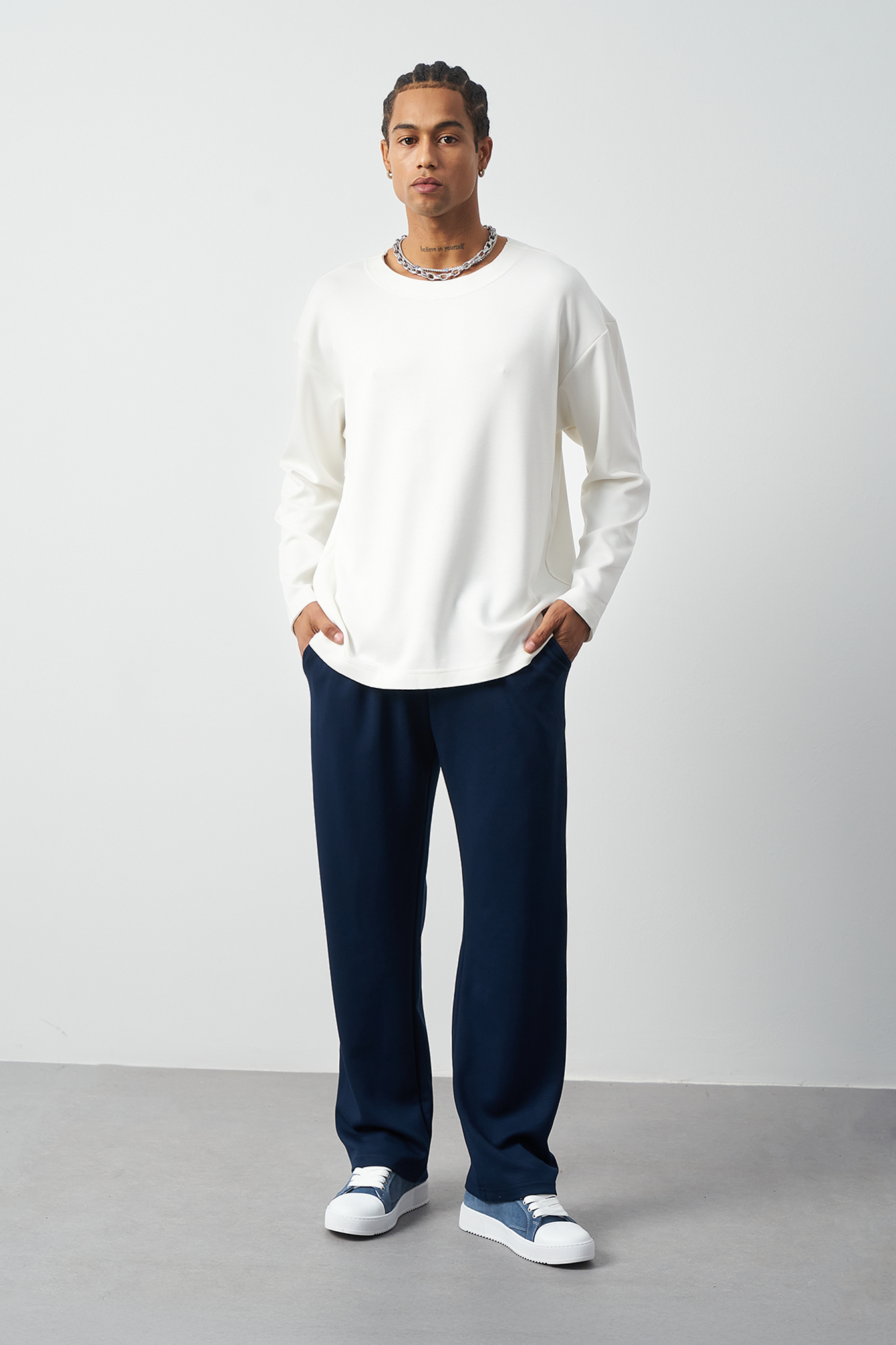 Oversized Long Sleeve Stretch Modal Men's T-Shirt