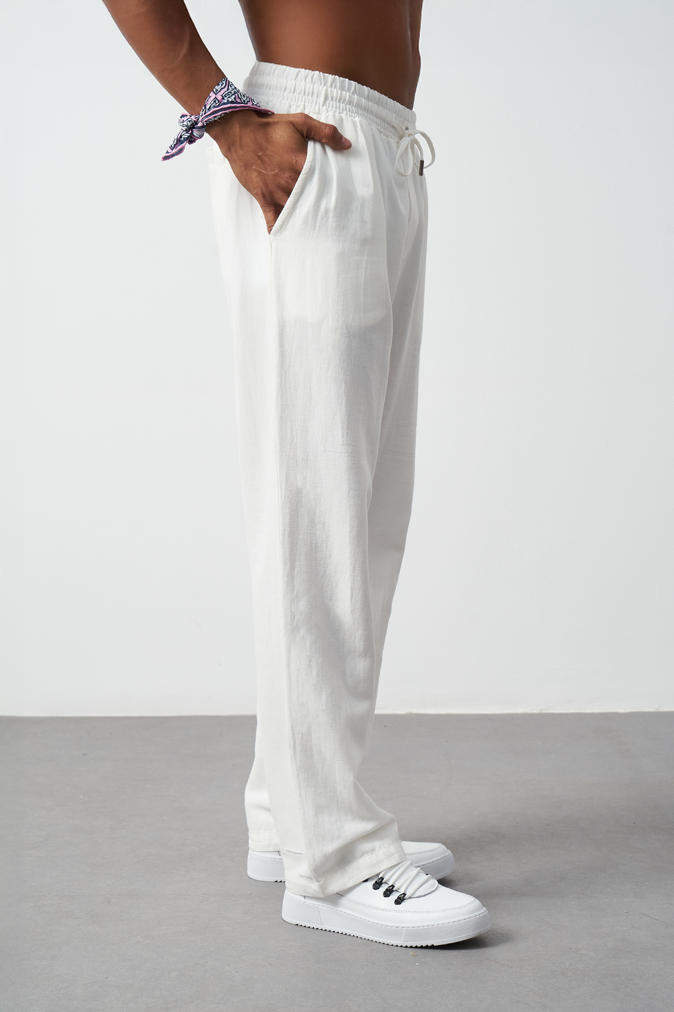Washed Linen Baggy Men's Pants