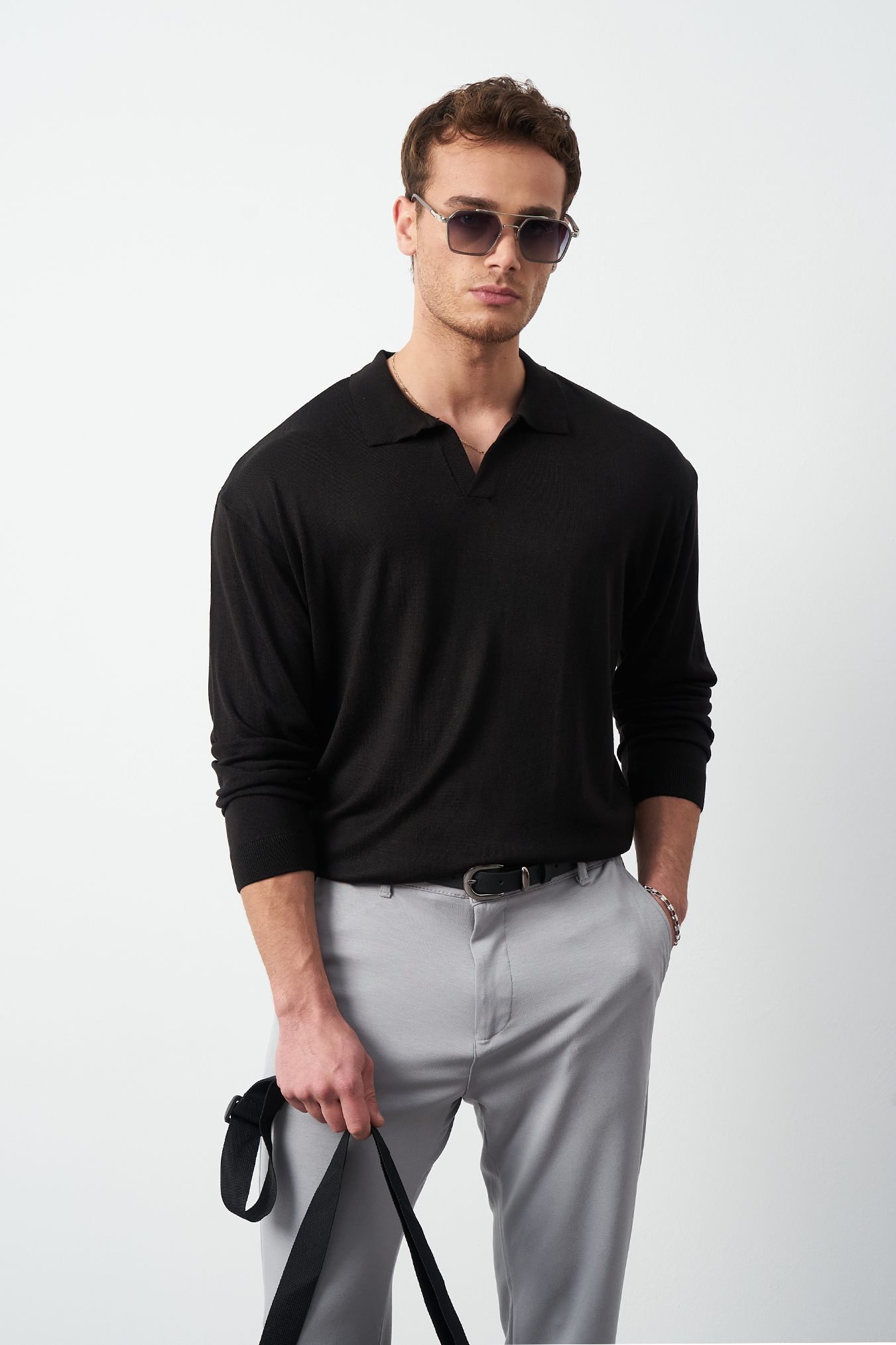 Long Sleeve Oversized Fine Knit Men’s Sweater