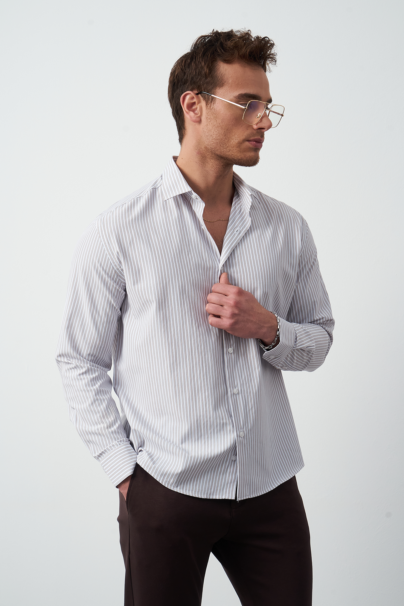 Striped Dress Shirt - Relaxed Fit Premium Design