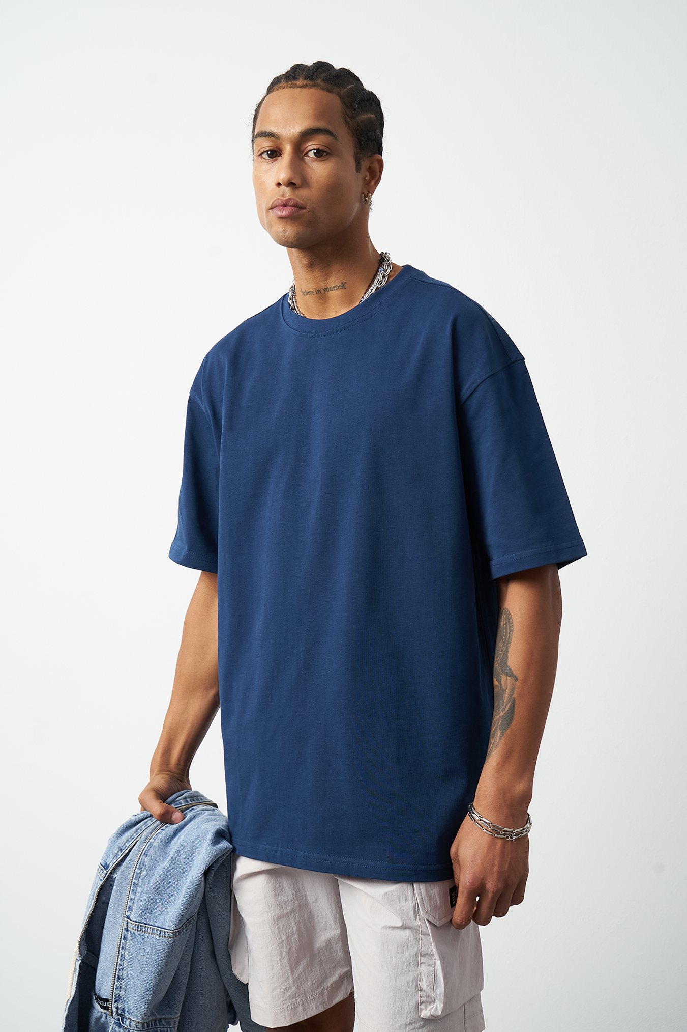 Oversized Stitch Detailed Premium Basic T-Shirt