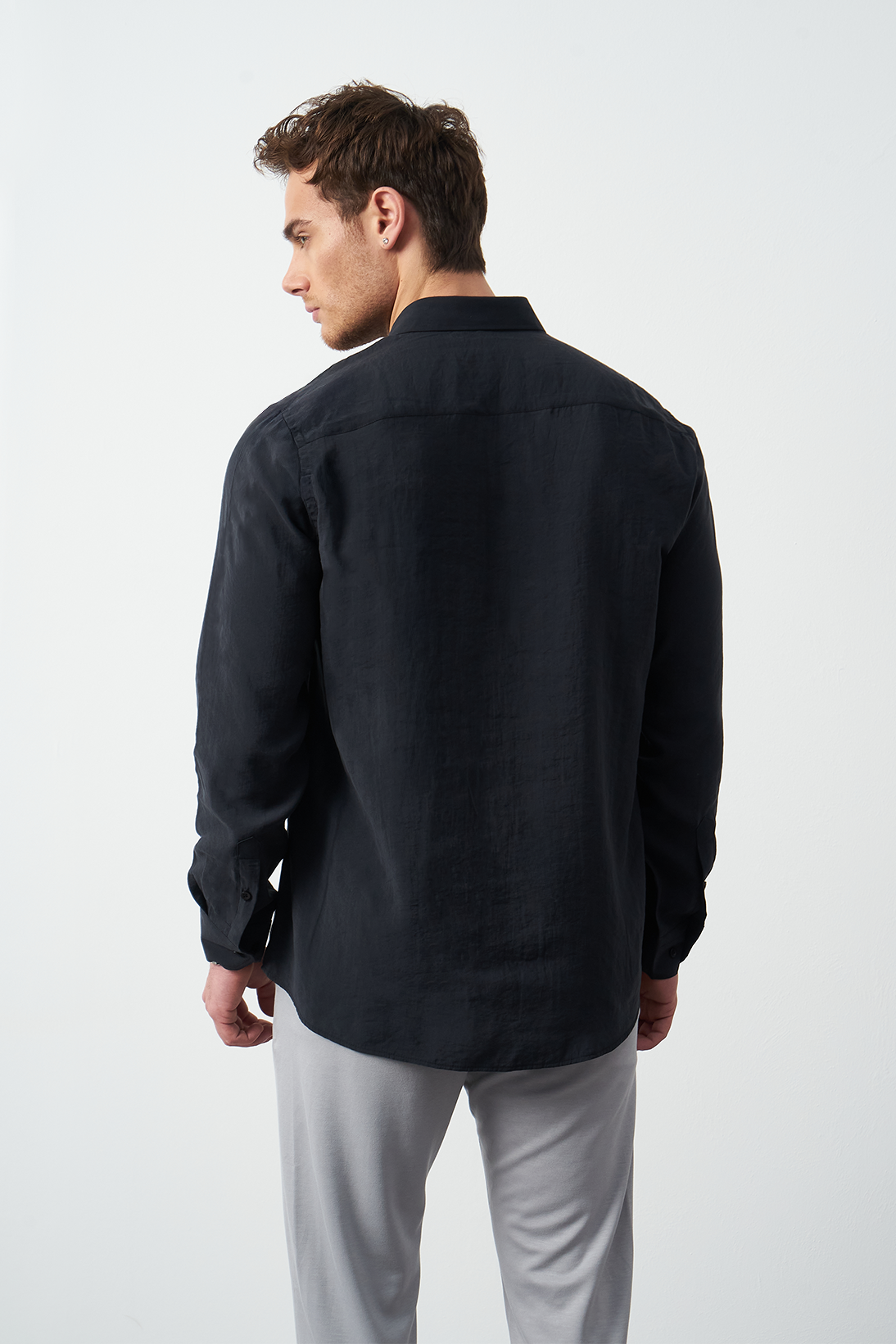 Modal Long Sleeve Relaxed Fit Men's Shirt
