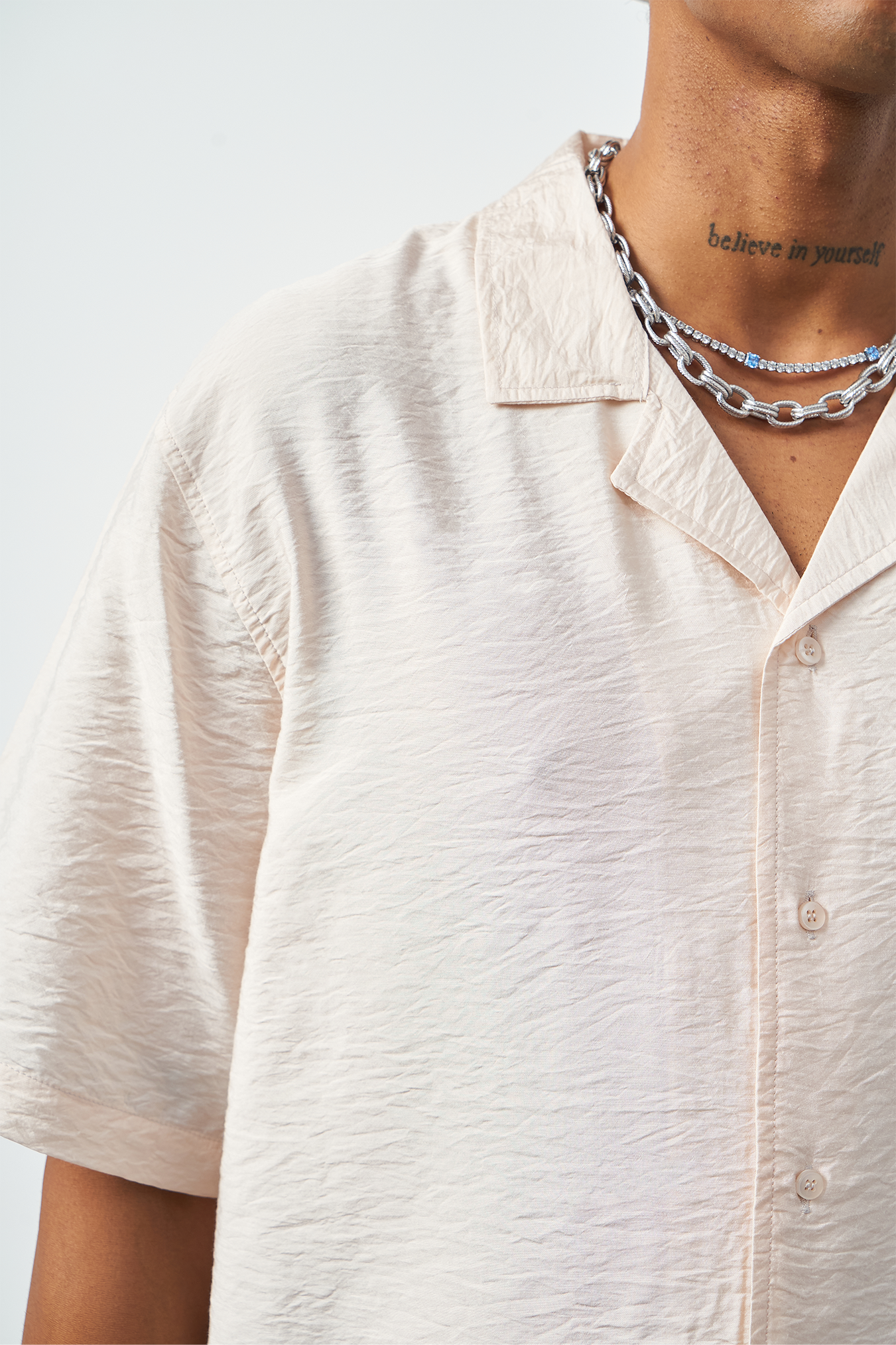 Oversized Thin Fabric Cuban Collar Men's Shirt