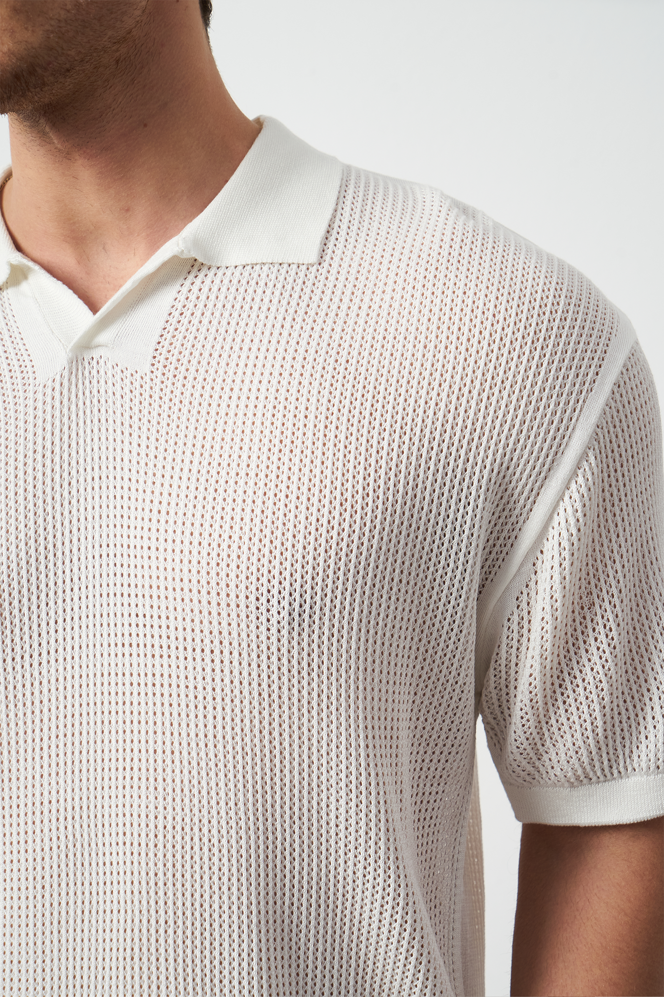 Oversize Polo Neck Lightweight Knit Men's T-Shirt