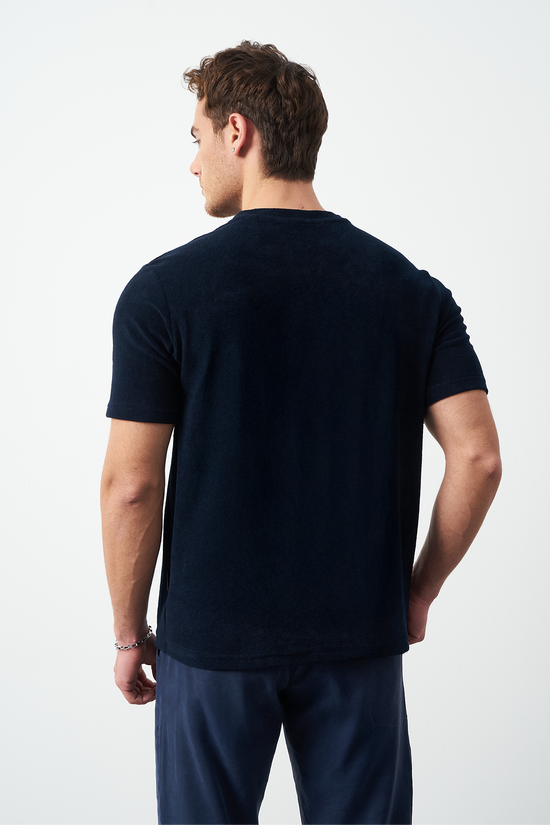 Terry Fabric Regular Fit Crew Neck T-Shirt
