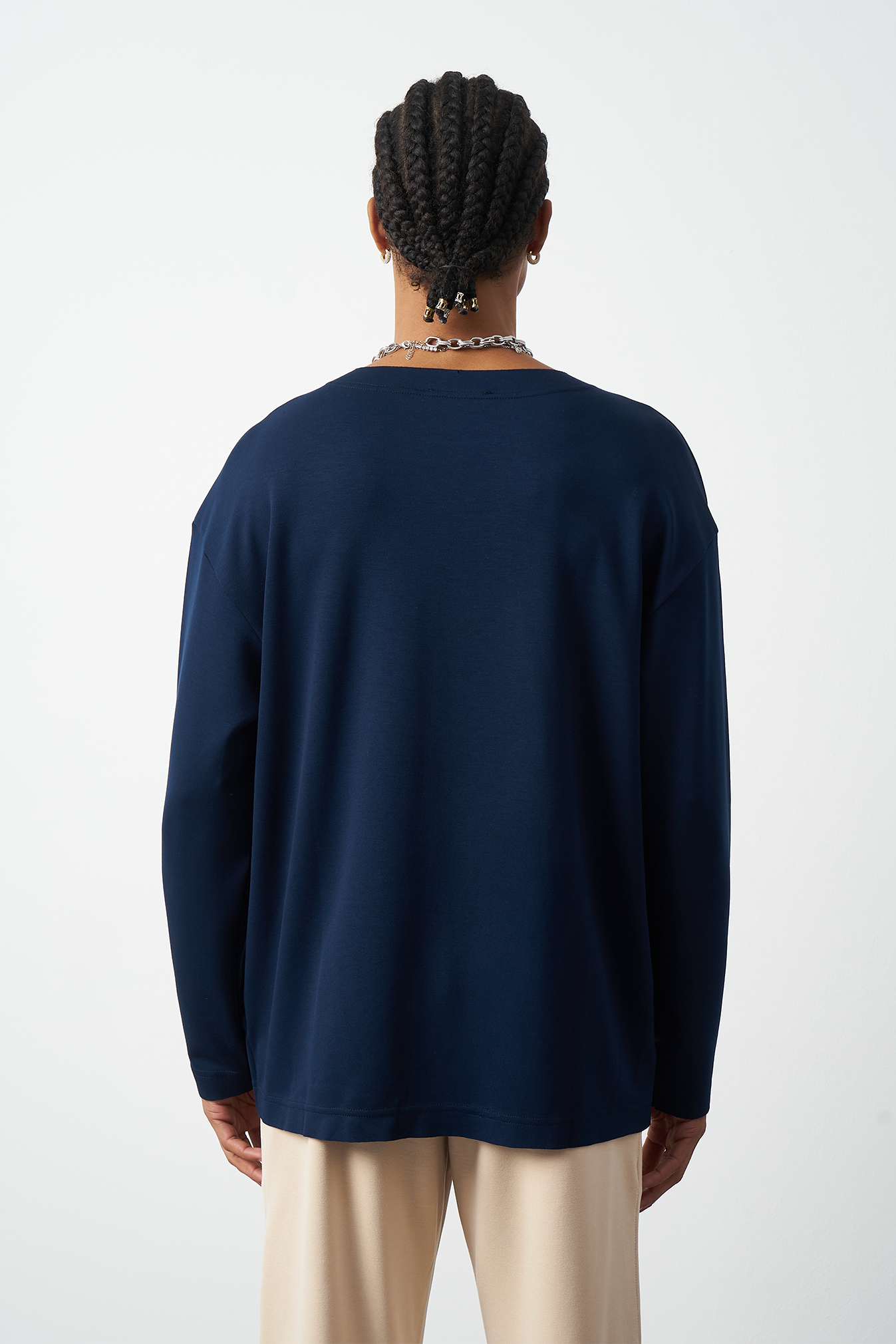 Oversized Long Sleeve Stretch Modal Men's T-Shirt