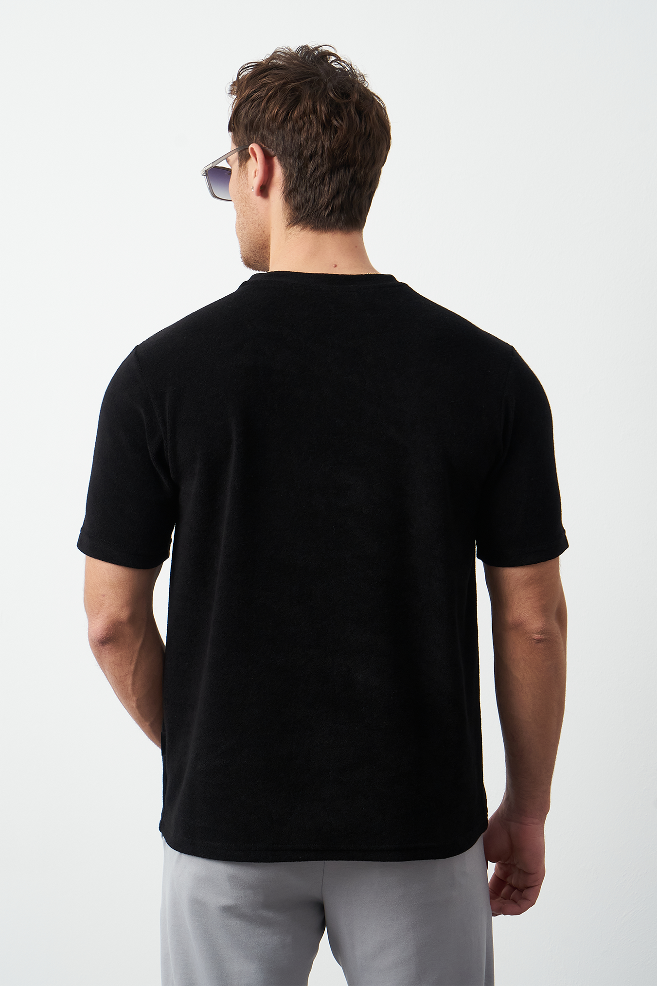 Terry Fabric Regular Fit Crew Neck T-Shirt