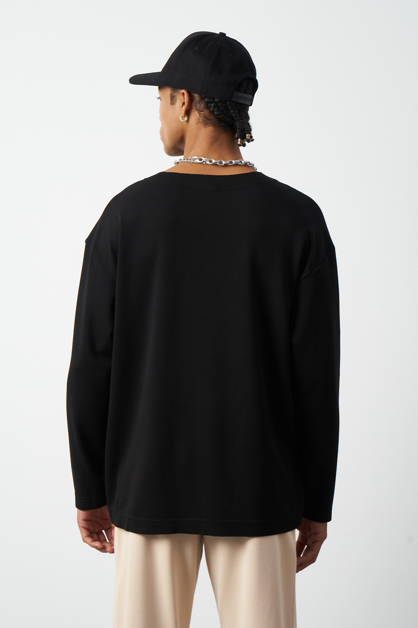 Oversized Long Sleeve Stretch Modal Men's T-Shirt