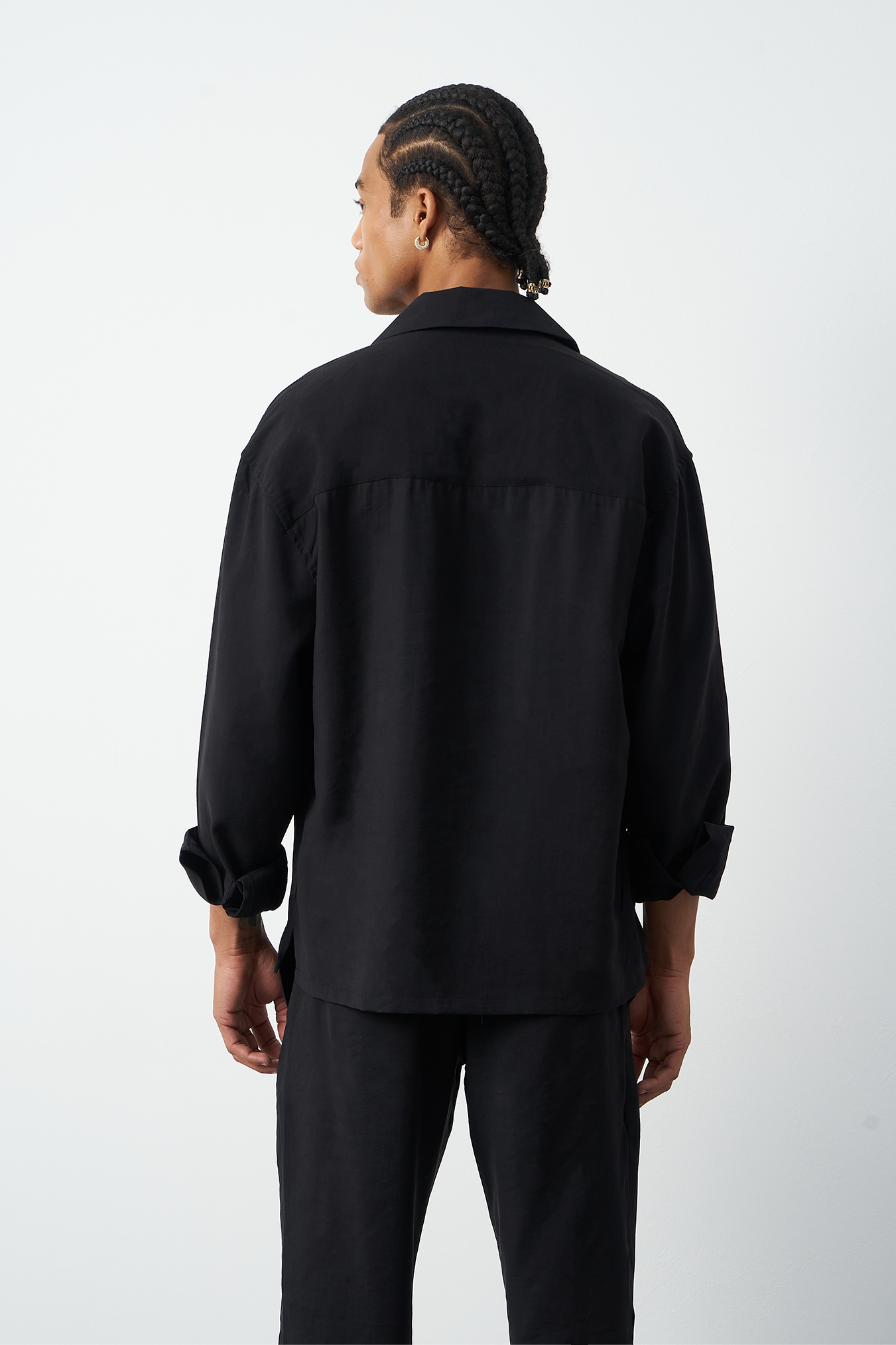 Suede Patterned Modal Thick Fabric Men's Shirt