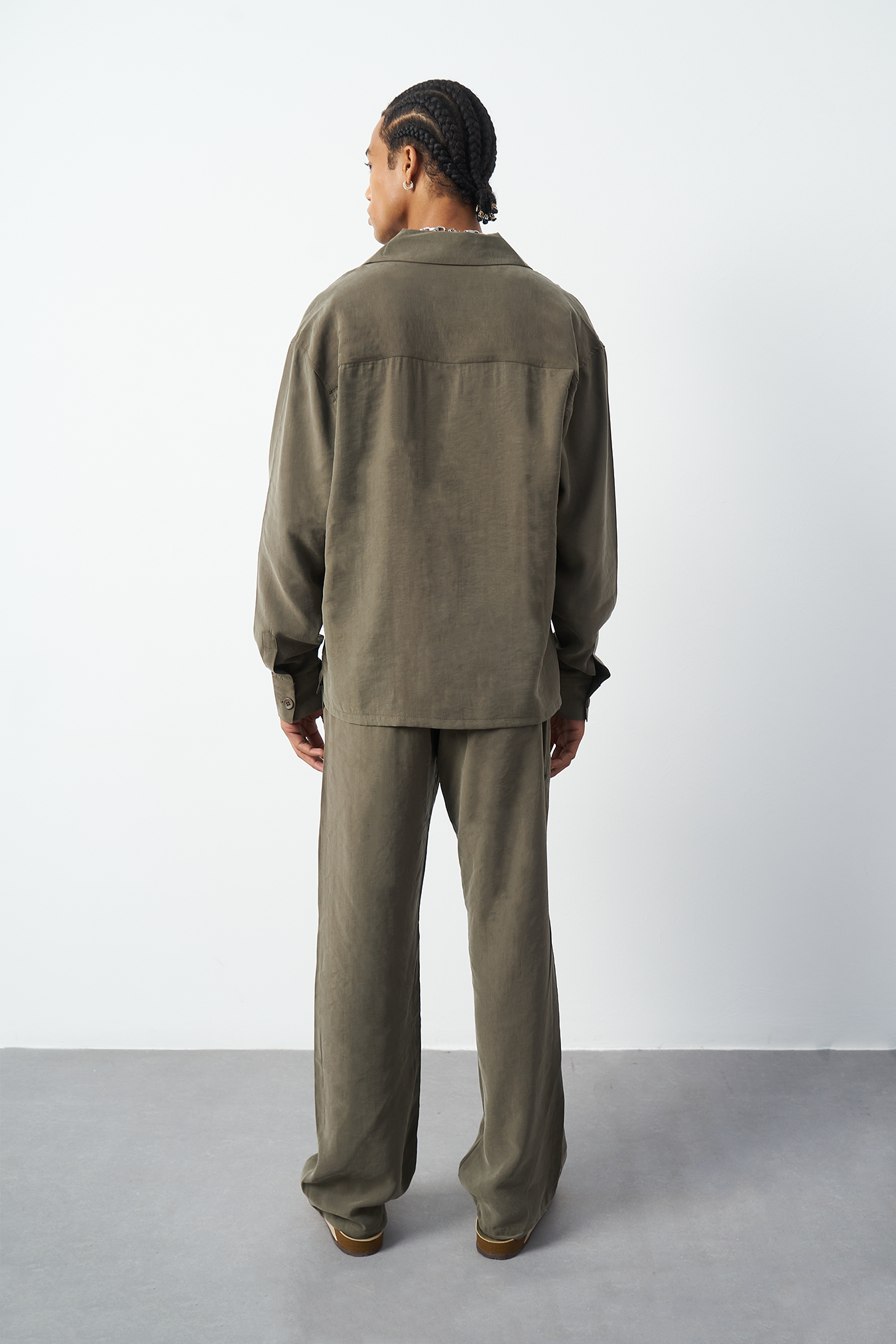 Suede Patterned Modal Thick Fabric Men's Shirt