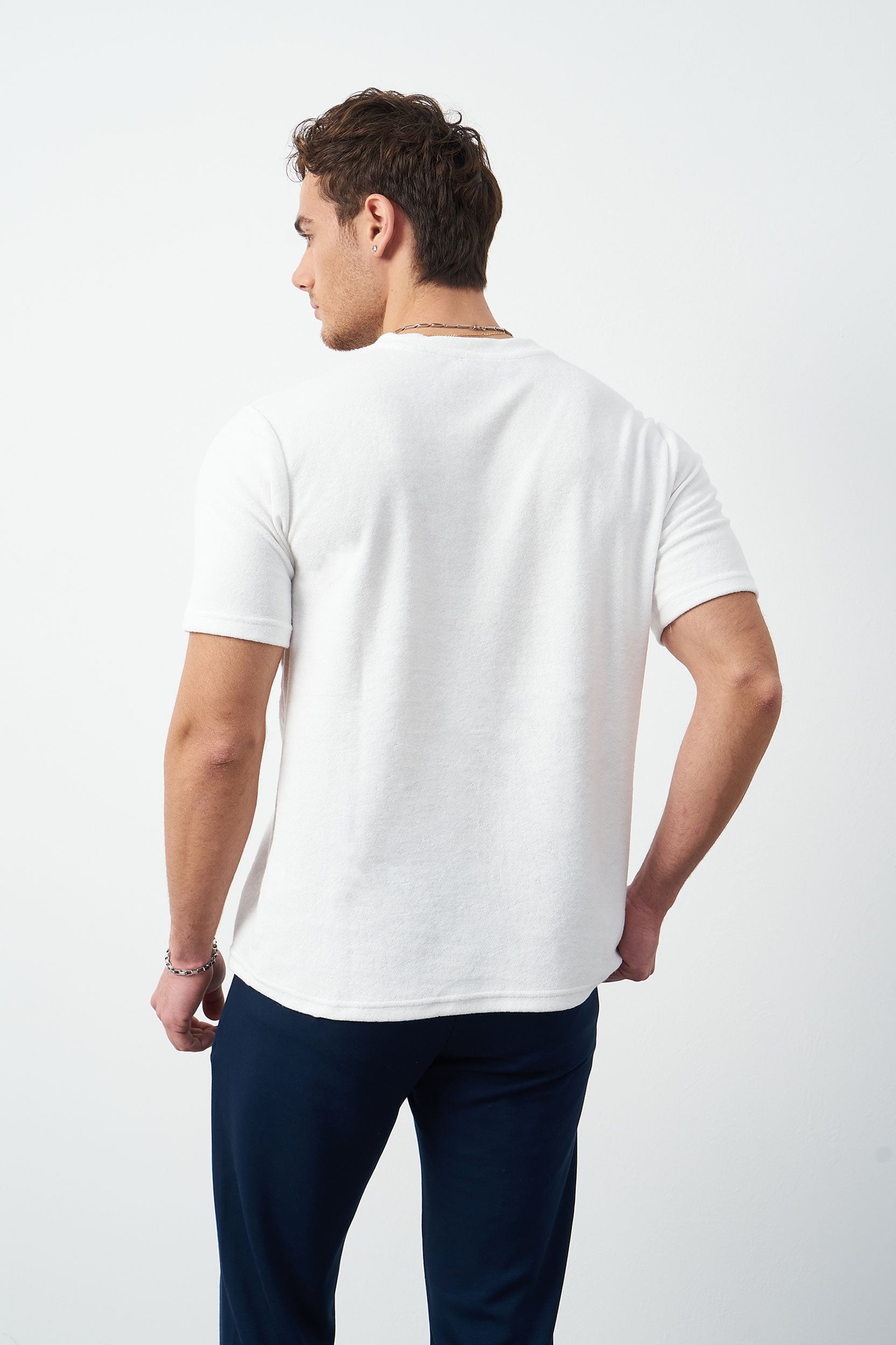 Terry Fabric Regular Fit Crew Neck T-Shirt