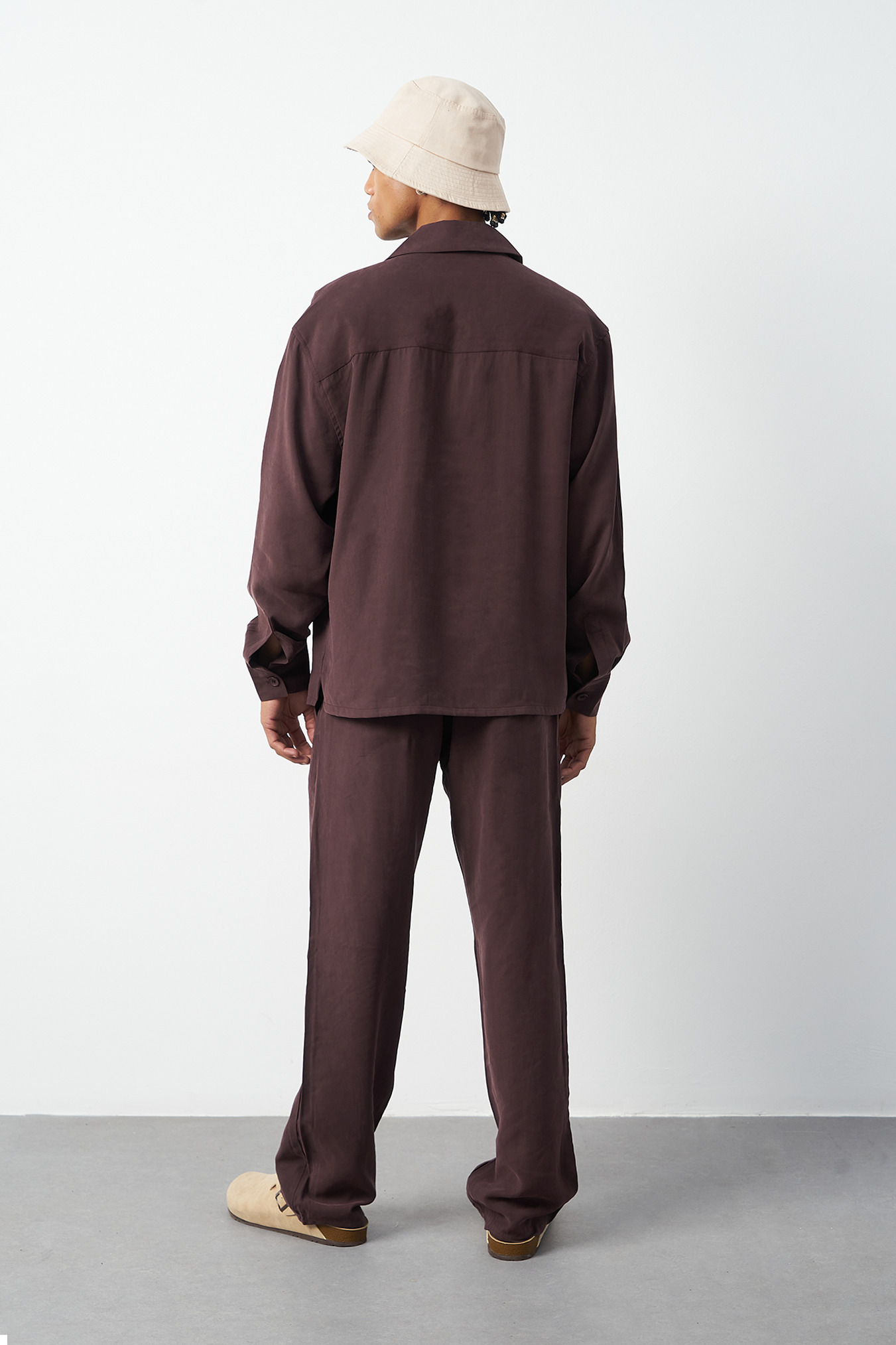 Suede Patterned Modal Thick Fabric Men's Shirt