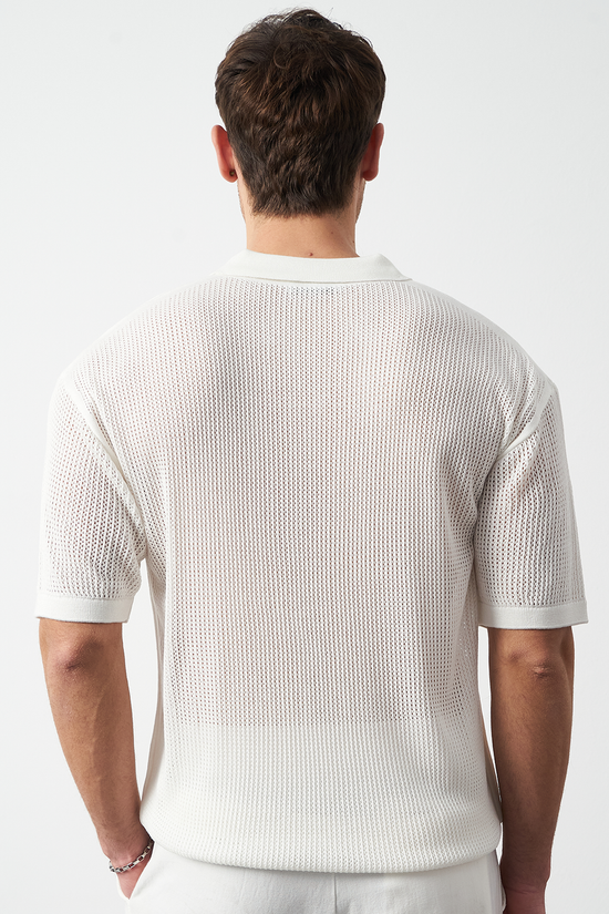 Oversize Polo Neck Lightweight Knit Men's T-Shirt