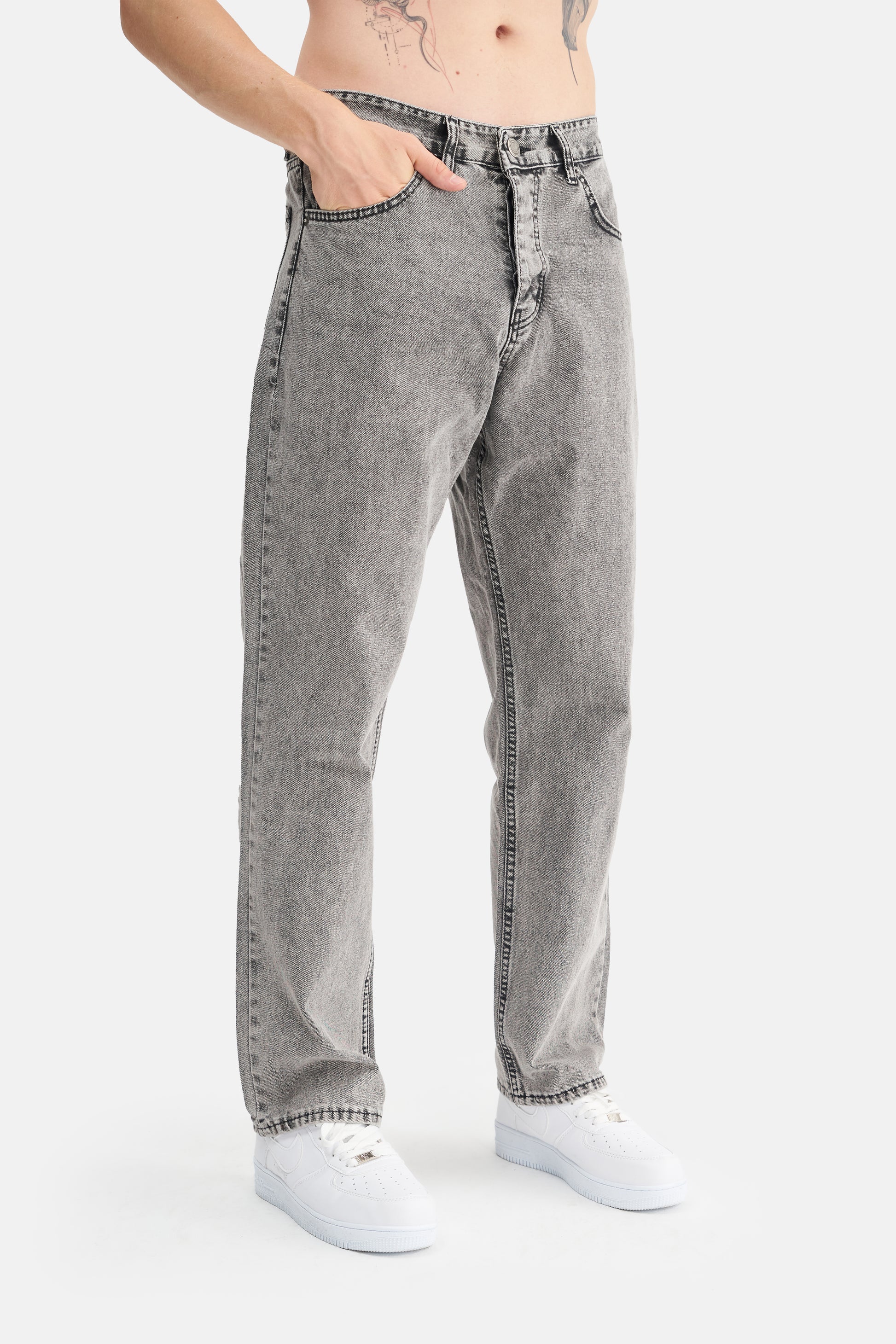 Mesfeno Men's Basic Baggy Loose Fit Denim Pants