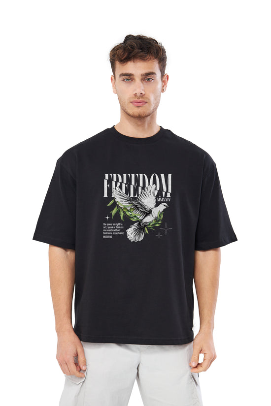 Mesfeno Men’s Freedom Printed Oversized Heavyweight Fabric T-Shirt