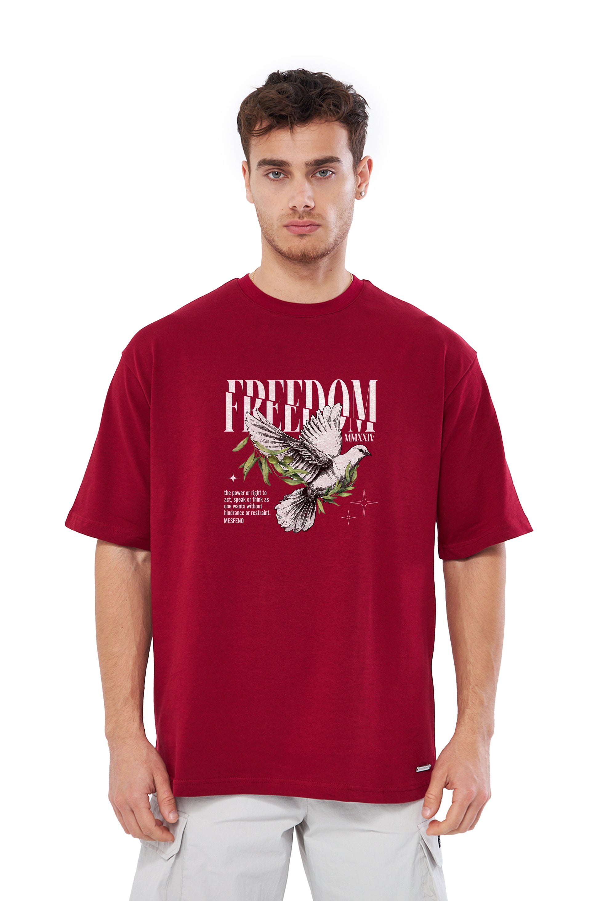 Mesfeno Men’s Freedom Printed Oversized Heavyweight Fabric T-Shirt