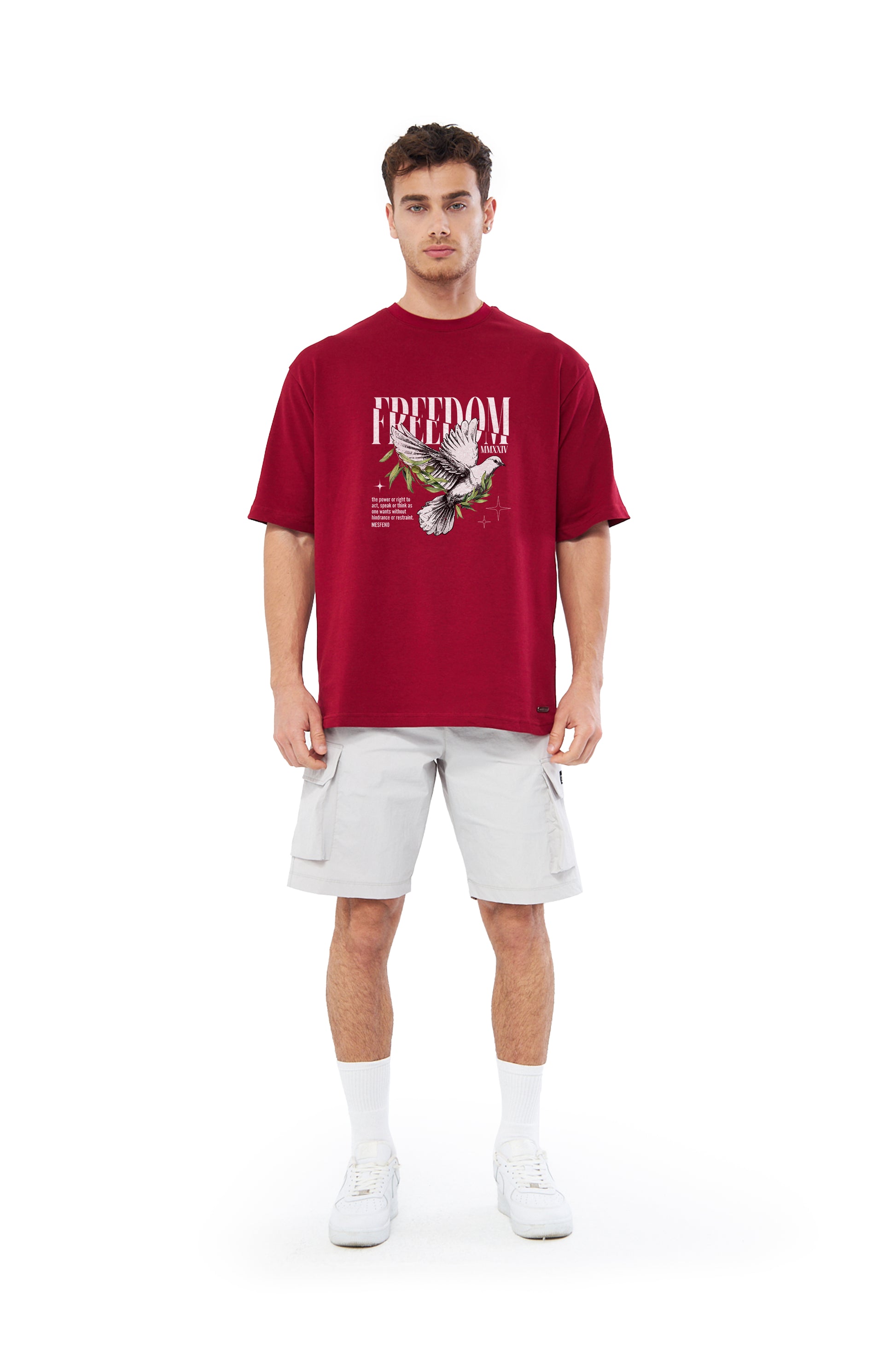 Mesfeno Men’s Freedom Printed Oversized Heavyweight Fabric T-Shirt